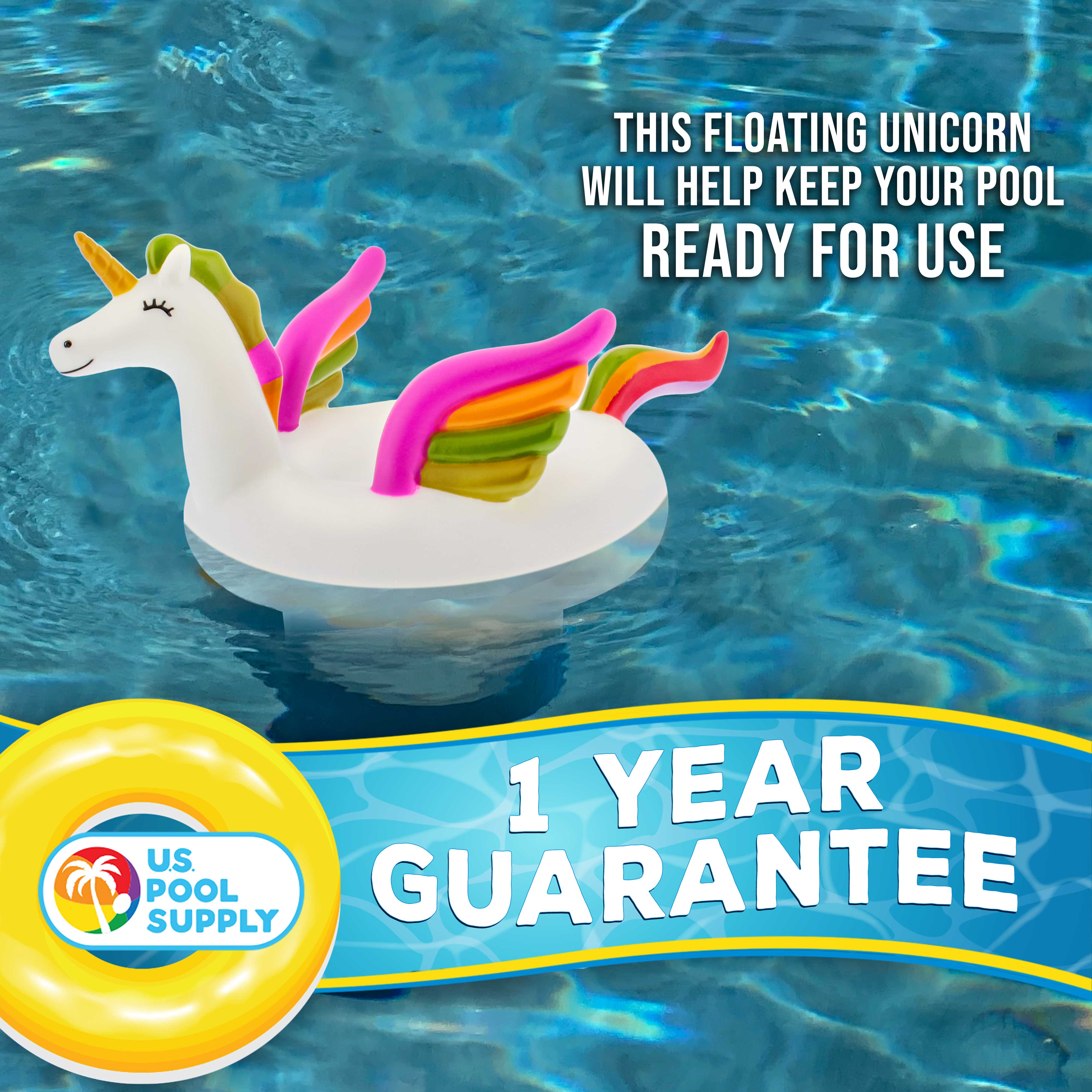 Unicorn Floating Pool Chlorine Dispenser - Holds 3 Tablets, Collapsible Base, Fun Cute Design in Pink, Green, Yellow & White - Perfect for Pool Parties, Backyard Fun & Pet-Friendly Water Play