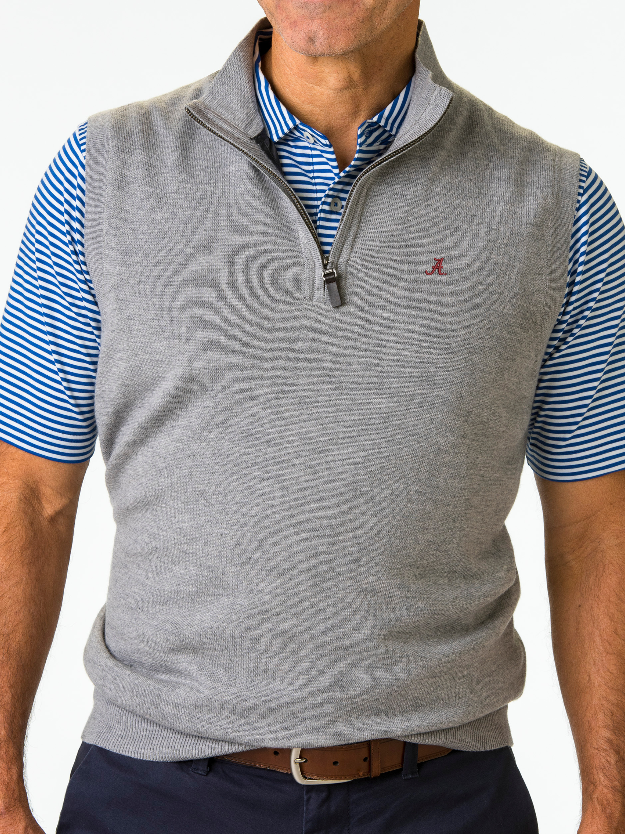 ALABAMA BARUFFA MERINO 1/4 Zip Vest | Premium Collegiate Wool Sweater for Men | Perfect for Campus Wear & Outdoor Activities