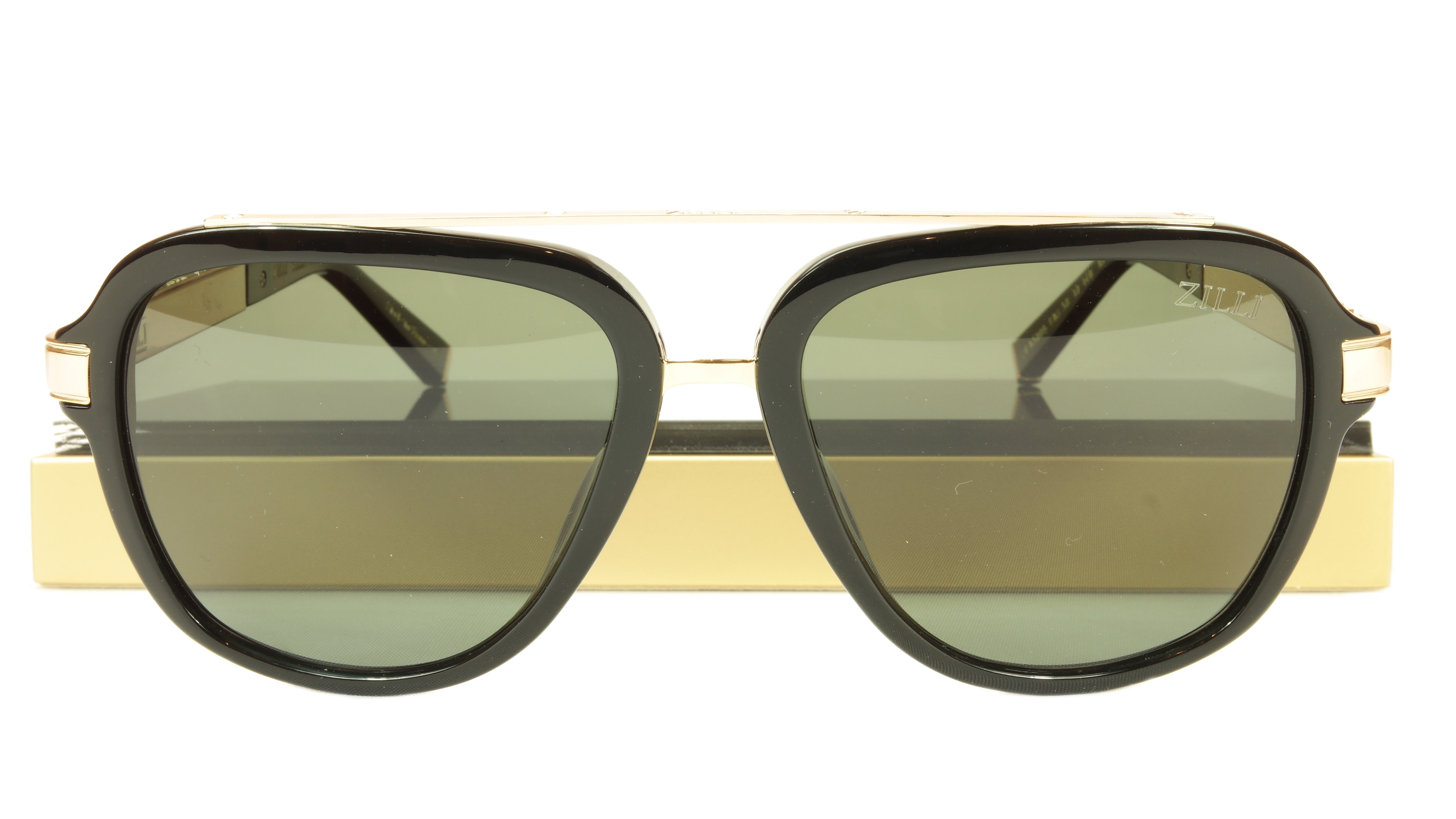ZILLI Aviator Sunglasses with Leather Accents - Polarized UV Protection for Men & Women - Perfect for Driving, Travel, and Outdoor Activities