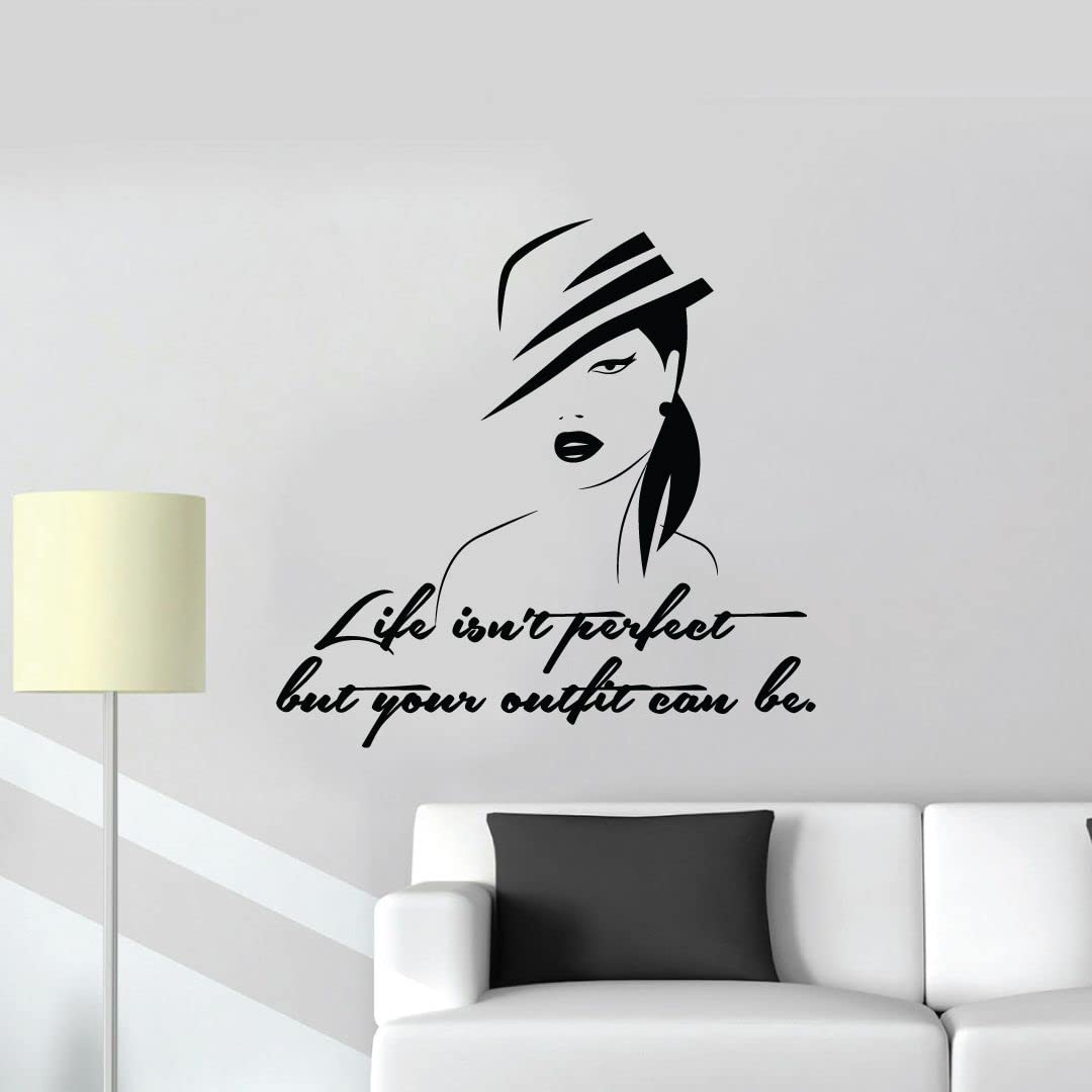 Life Isn't Perfect But Your Outfit Can Be - Inspirational Woman Silhouette Wall Decal for Closet Organization (8x10 inch) - Perfect for Dressing Rooms, Wardrobes & Home Decor