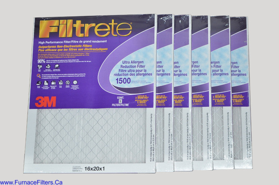 3M Filtrete 16x20x1 Air Filter MPR 1500 - 6 Pack | Premium Furnace & AC Filters for Home, Office & Commercial Use | Traps Dust, Pollen & Allergens