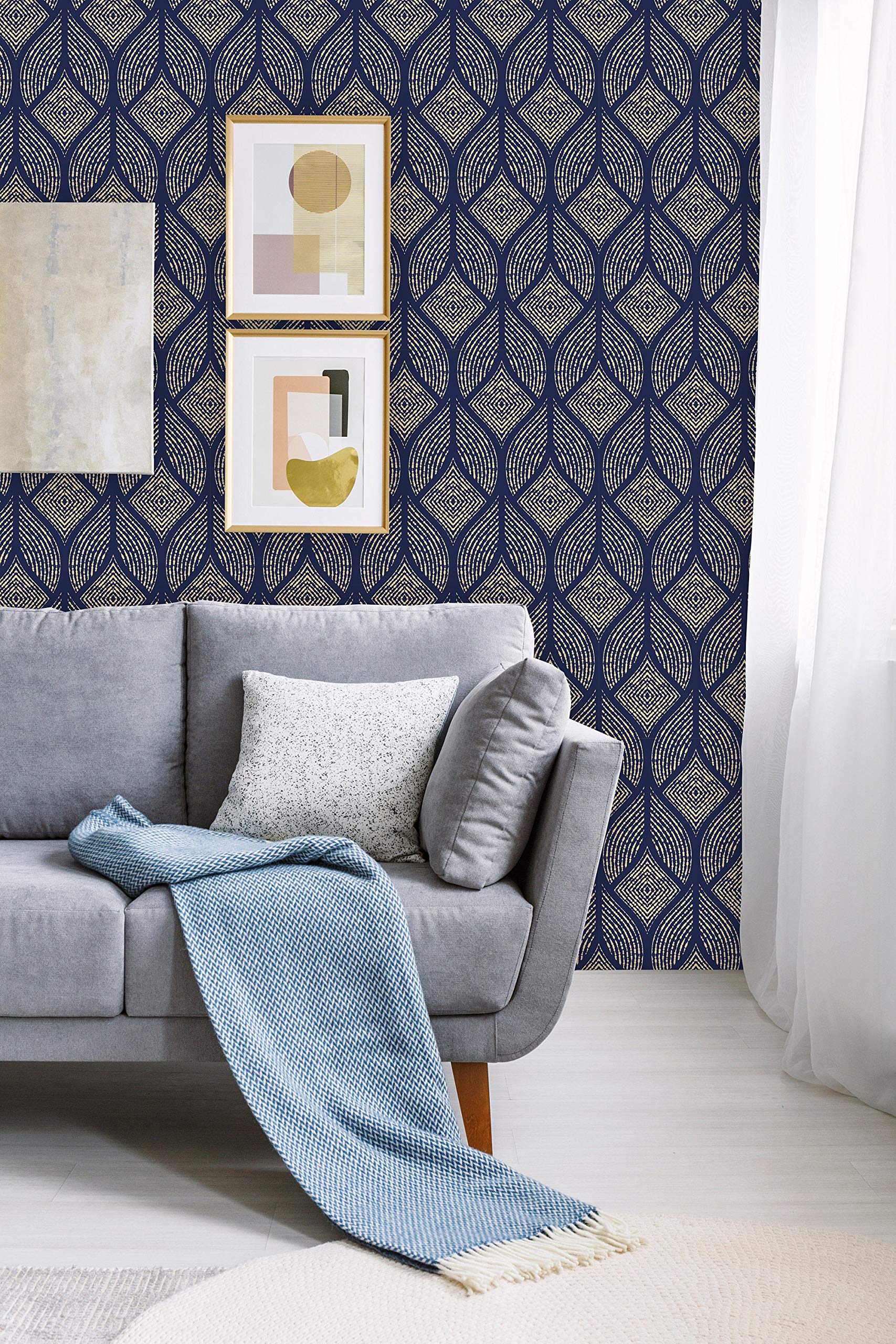 Peel and Stick Geometric Wallpaper - Self-Adhesive Art Deco Wallpaper with Abstract Pattern (24