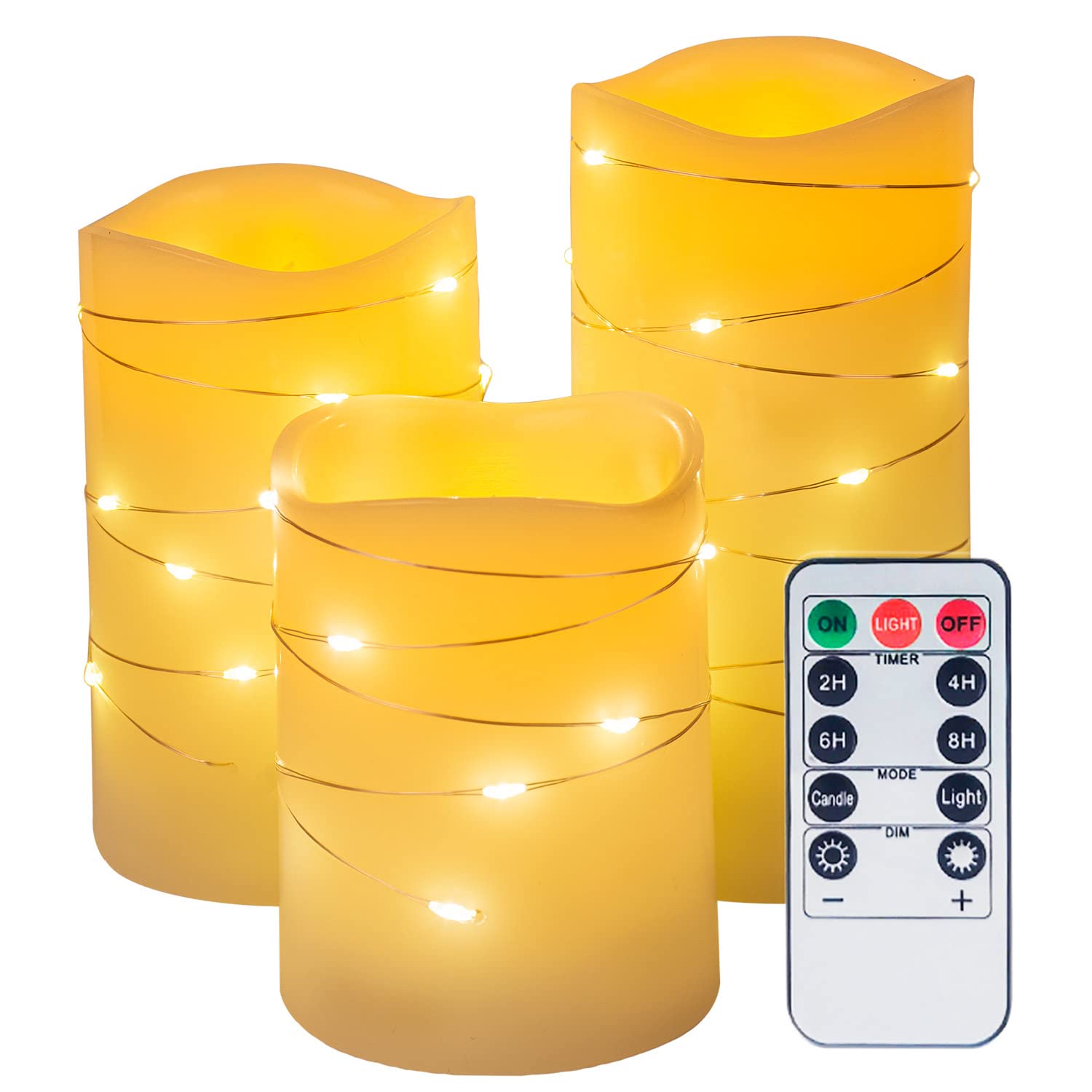 3-Pack Remote Control Flameless LED Pillar Candles (4