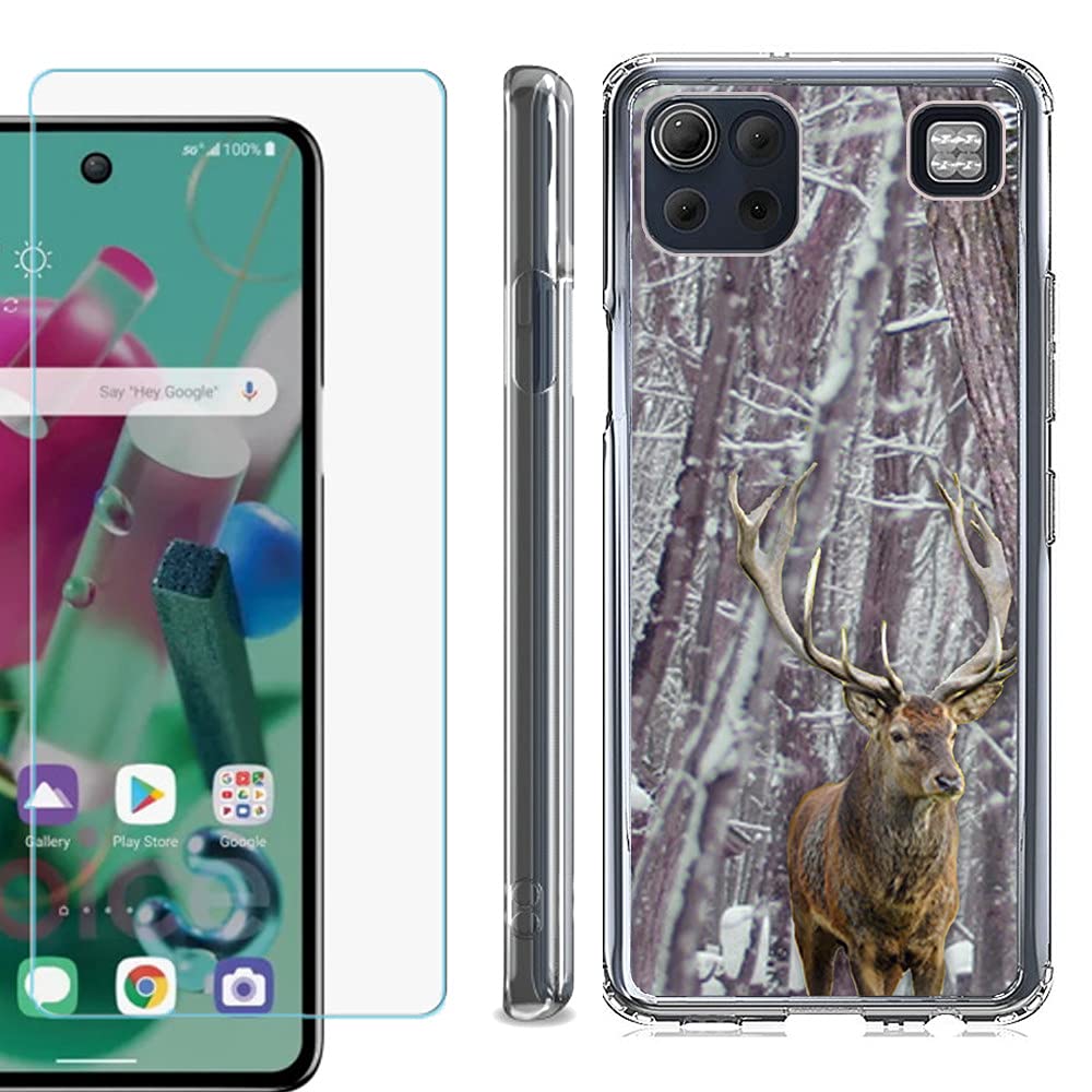 Shockproof LG K92 5G Phone Case with Screen Protector - Deer/Snow/Camo for Outdoor Adventures