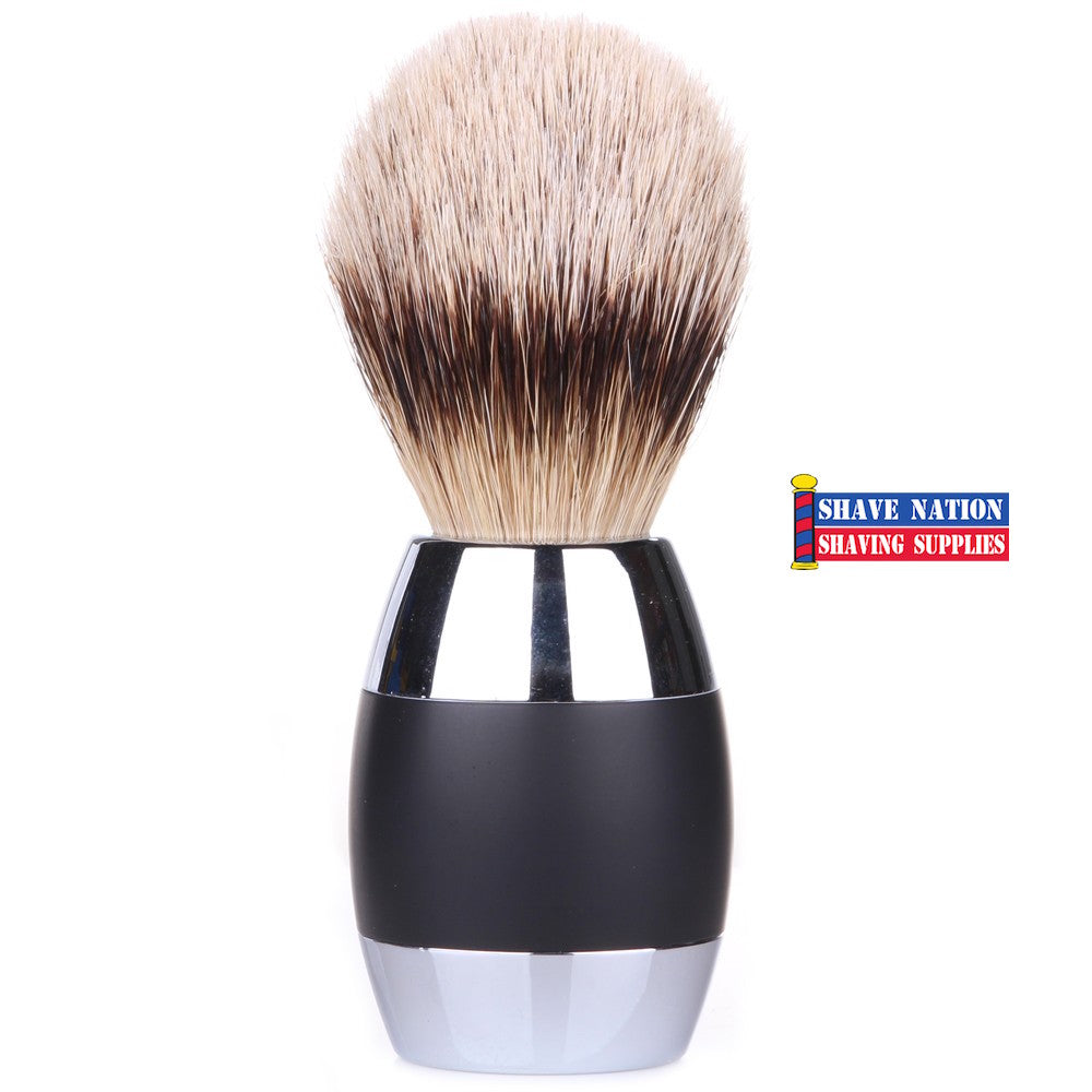 Premium Merkur Chrome & Black Shaving Brush for Men - Durable & Stylish Wet Shaving Accessory - Perfect for Home Grooming & Barber Shop Use
