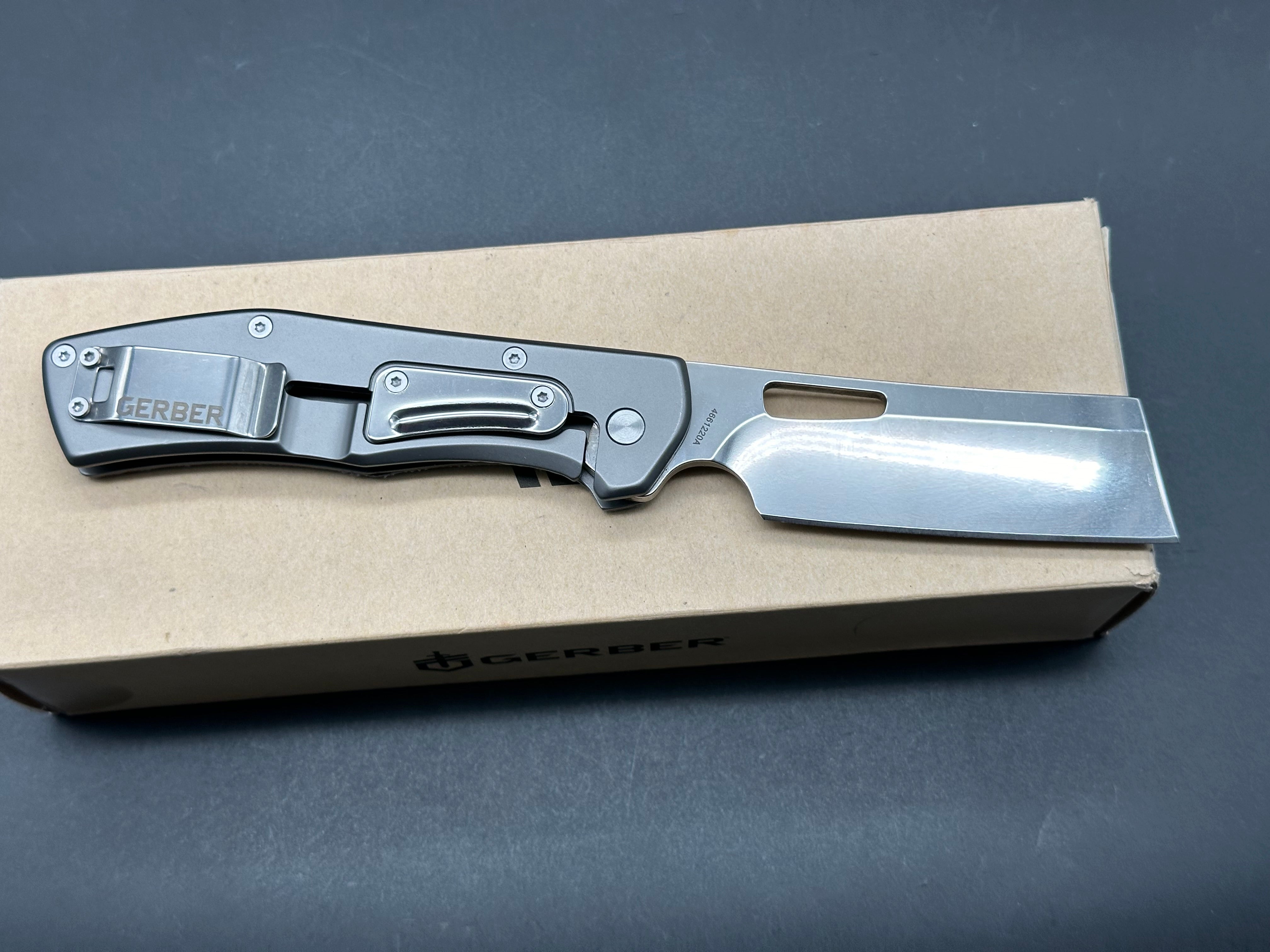 Gerber Flatiron Folding Knife - D2 Steel Blade, Blue Micarta Handle - EDC Pocket Knife for Camping, Hiking & Outdoor Adventures
