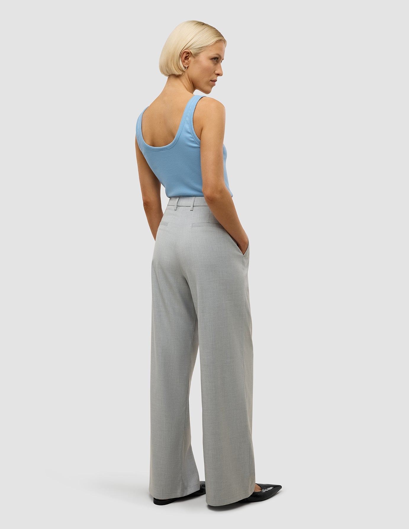 Women's Skye Wide Leg Pants in Grey Pine Melange - Comfortable & Stylish for Work, Travel & Casual Wear