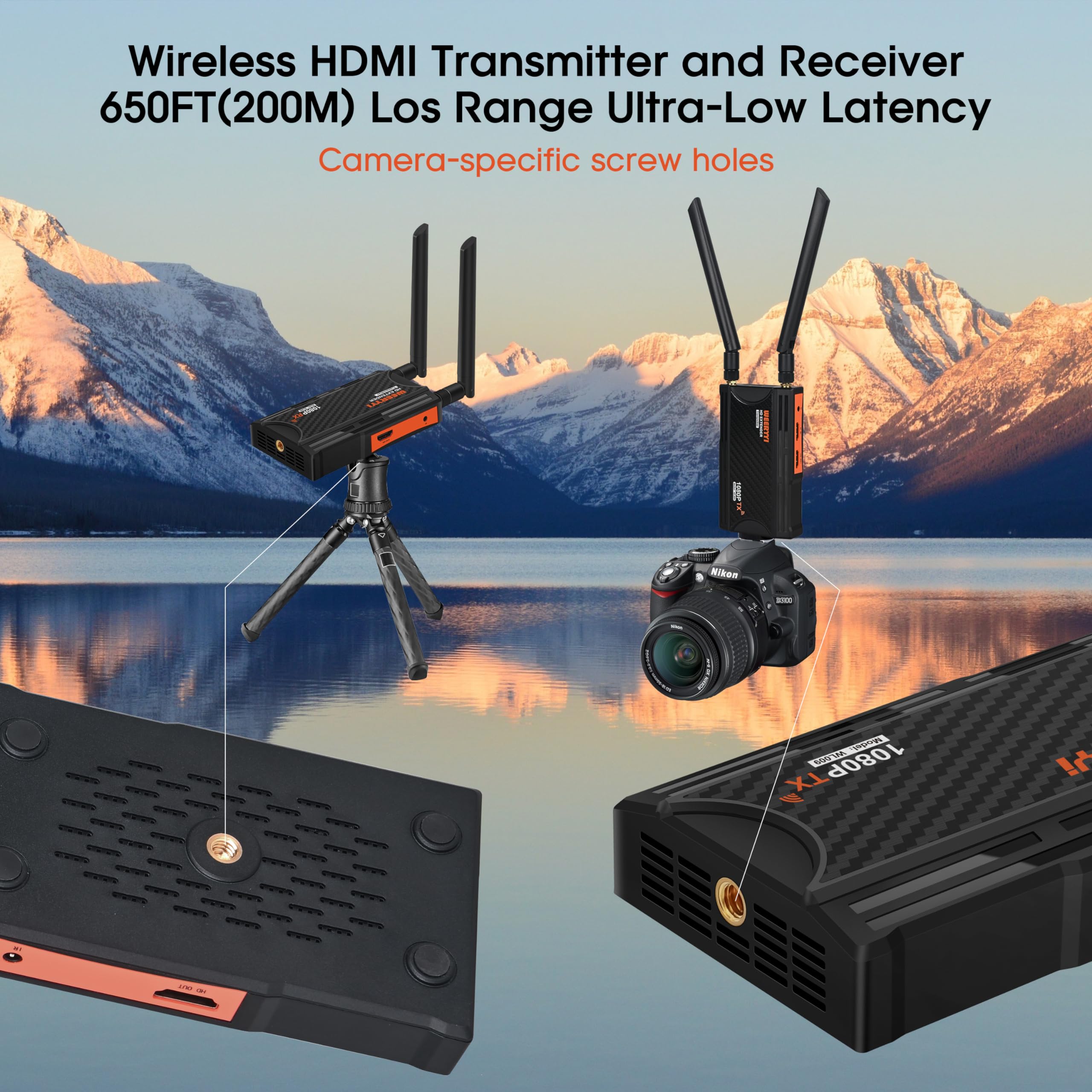 Wireless HDMI Transmitter and Receiver Kit - 1080P Full HD, 820ft/250M Range, 2.4/5.8GHz Dual Band, IR Support & Loop-Out - Perfect for DSLR Cameras, Projectors, Laptops in Church, Home Office & Conference Room Setups