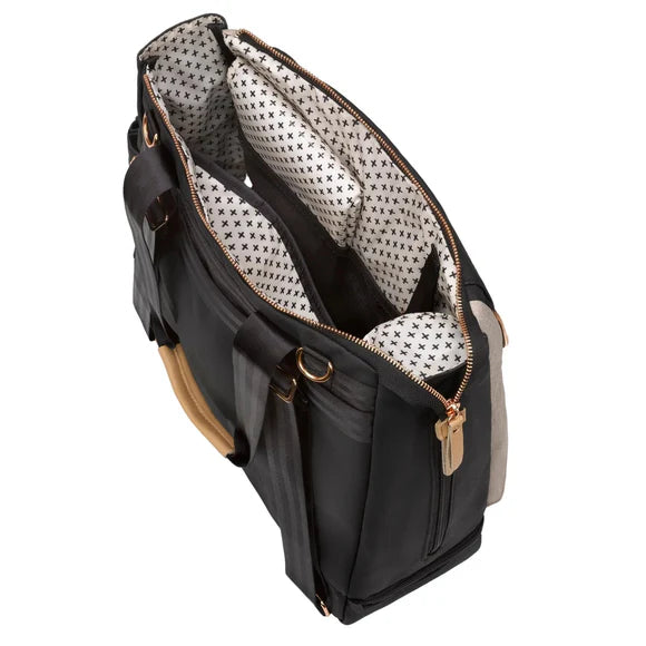 Pivot 2 in 1 Diaper Bag Tote & Backpack - Convertible Baby Bag for Parents - Sand & Black - Perfect for Daycare, Travel & On-the-Go Parenting