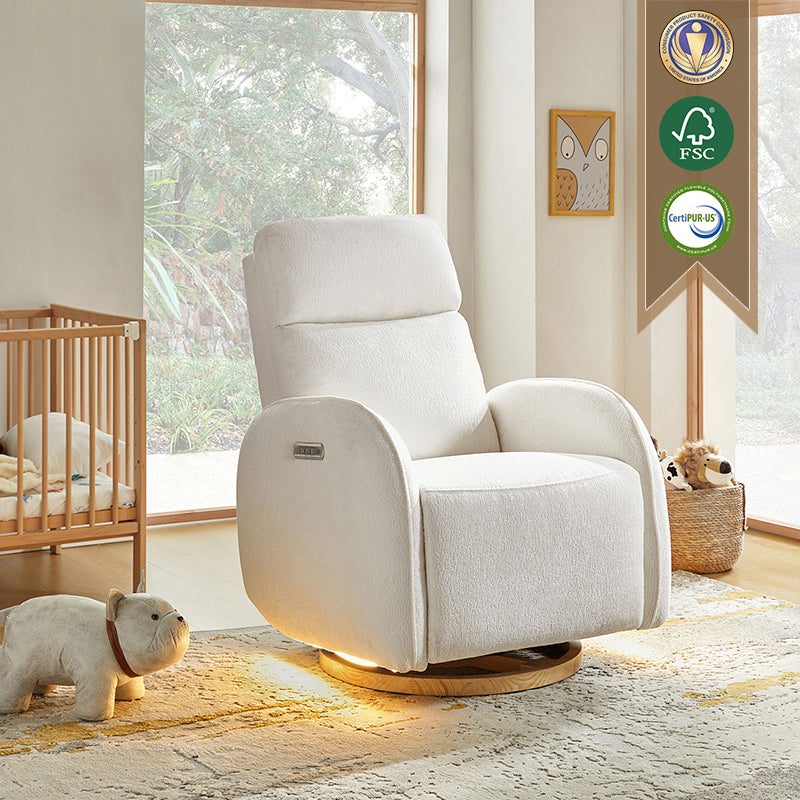 Electric Swivel Nursery Glider Chair - Comfortable Rocking Recliner for Breastfeeding, Baby Shower & Nursery Room (Gray) - Perfect for Nursing, Reading & Relaxing with Your Newborn