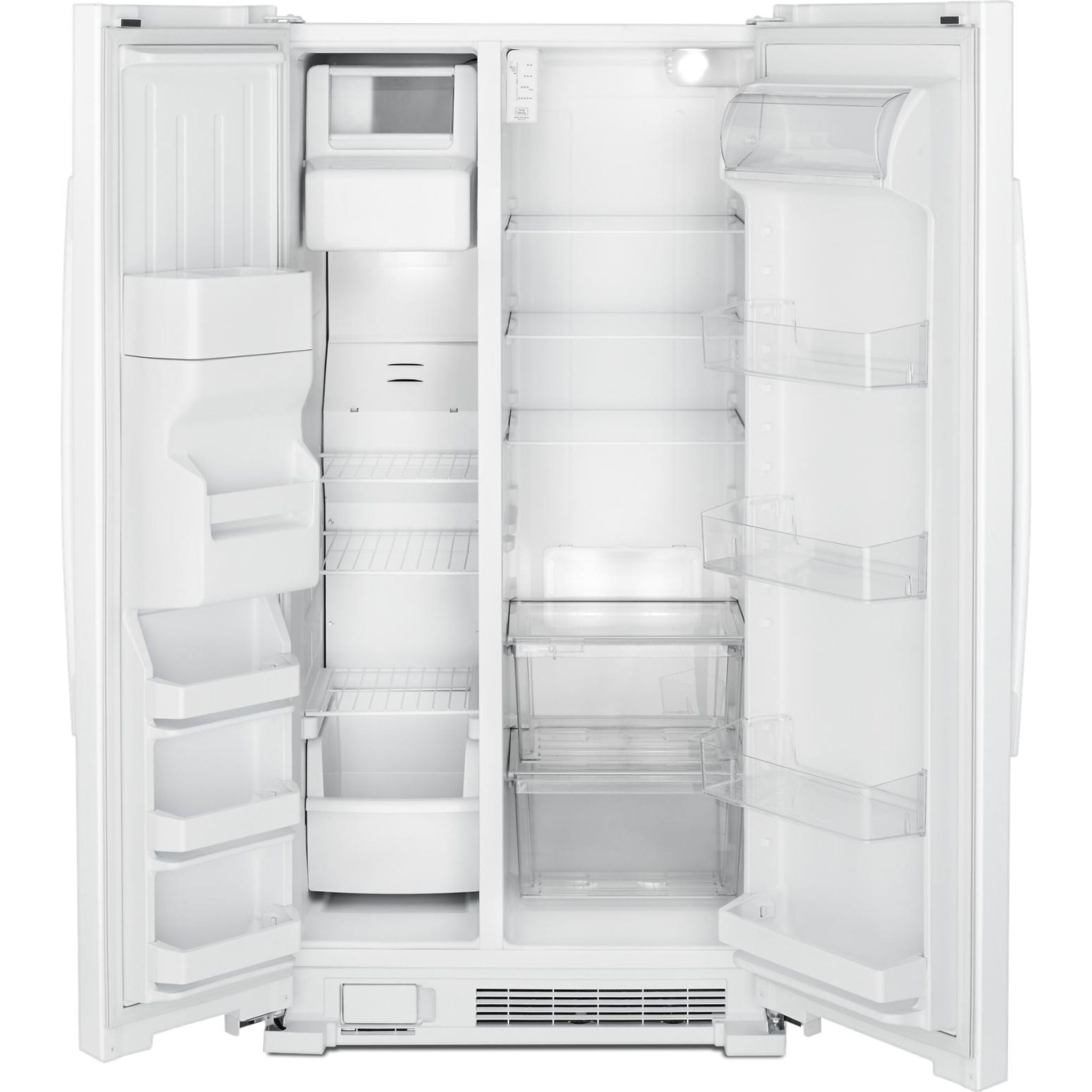 Amana Side by Side Refrigerator (ASI2175GRW) - 25.6 Cu. Ft. Energy Star White Fridge with Ice Maker & Water Dispenser - Perfect for Large Families & Open Kitchen Designs