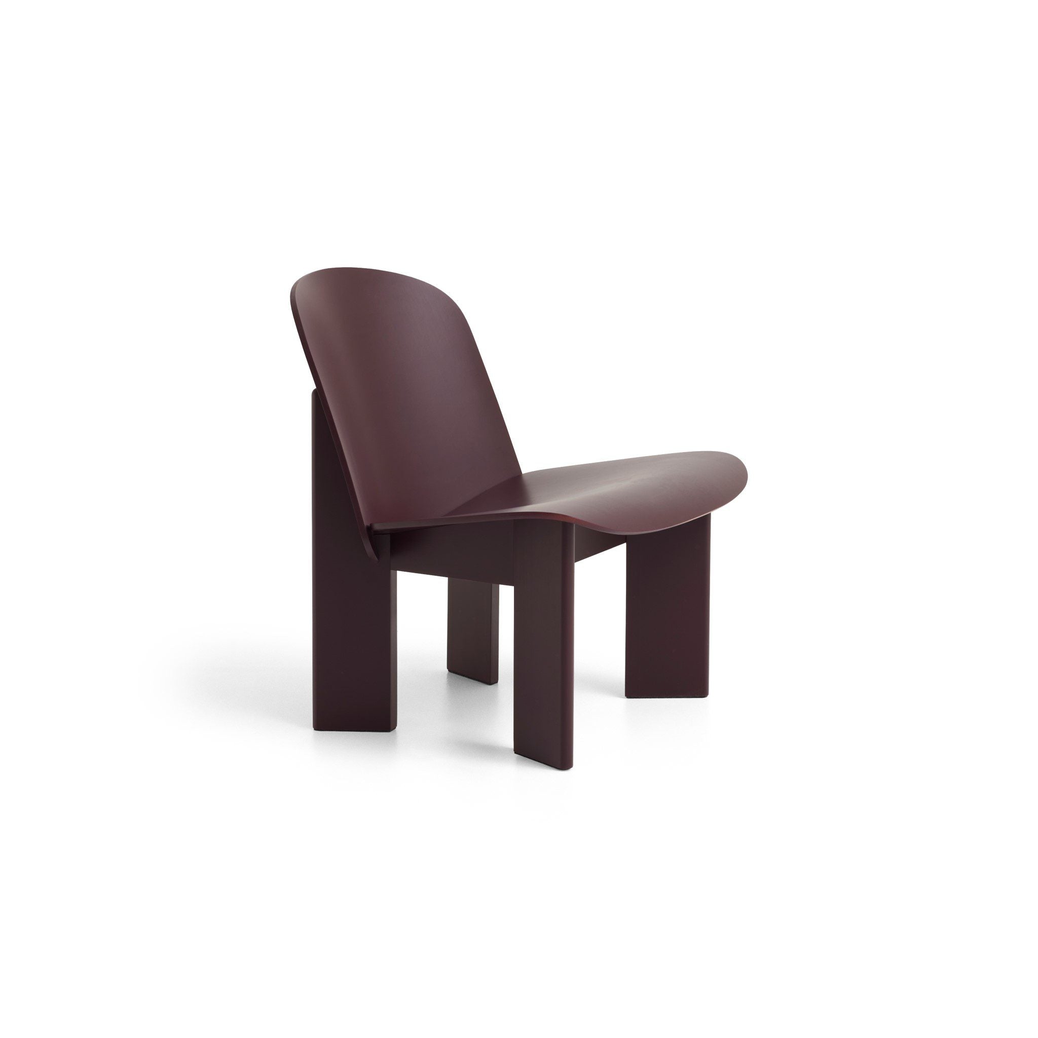 HAY Chisel Lounge Chair in Bordeaux Lacquered Beech - Modern Scandinavian Design for Living Room, Office & Lounge Areas
