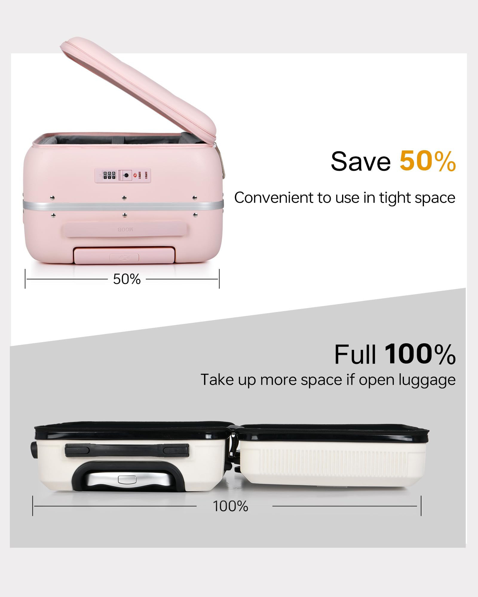 MGB 20 Inch Carry On Luggage - Hardshell PC Suitcase with Aluminum Frame & 360° Spinner Wheels | TSA Lock & Airline Approved (22x14x9) | Perfect for Business Travel, Weekend Getaways & Gifts for Men & Women