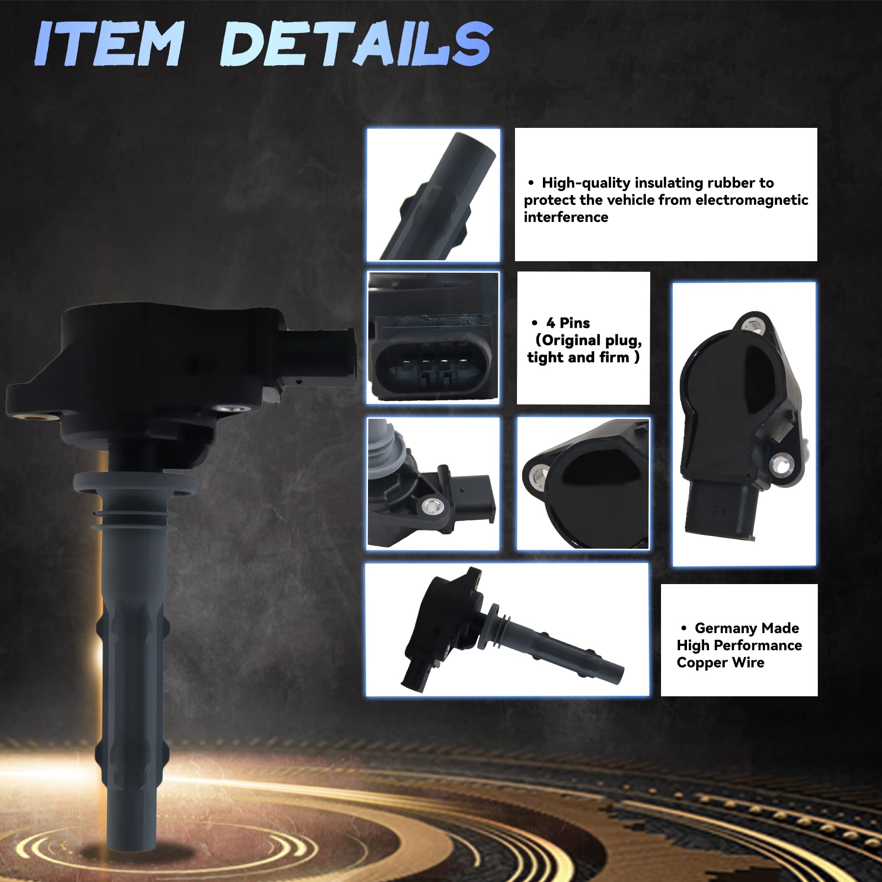 6-Pack New Ignition Coil on Plug Set Compatible with Mercedes-Benz C/E/S/R/CL/CLK/CLS/ML/GL/GLK/SL/SLK 07-08 & Dodge/Freightliner Sprinter - Replaces UF535, UF585, C1691 - Perfect for Engine Performance & Tune-Up Maintenance