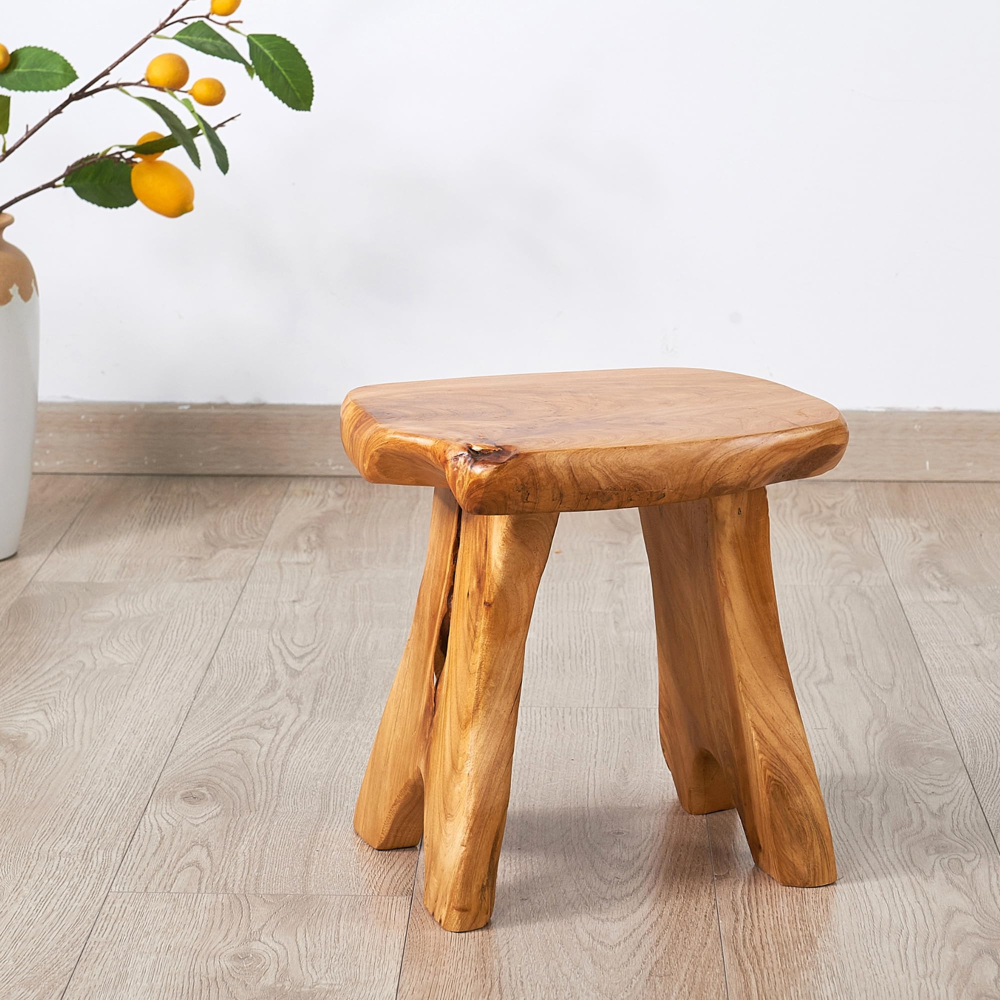 12.5x10x12 Inch Natural Cedar Root Stump Stool - Solid Wood Rustic End Table, Live Edge Coffee Table, Vintage Side Table - Perfect for Living Room, Bedroom, Outdoor Garden as Plant Stand or Foot Stool