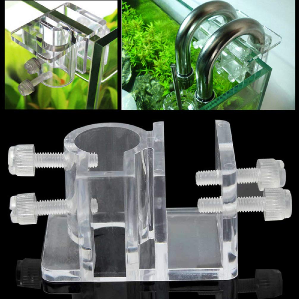 POPETPOP Aquarium Tube Holder - 4 Pack Acrylic Clips for Fish Tank Water Tubes