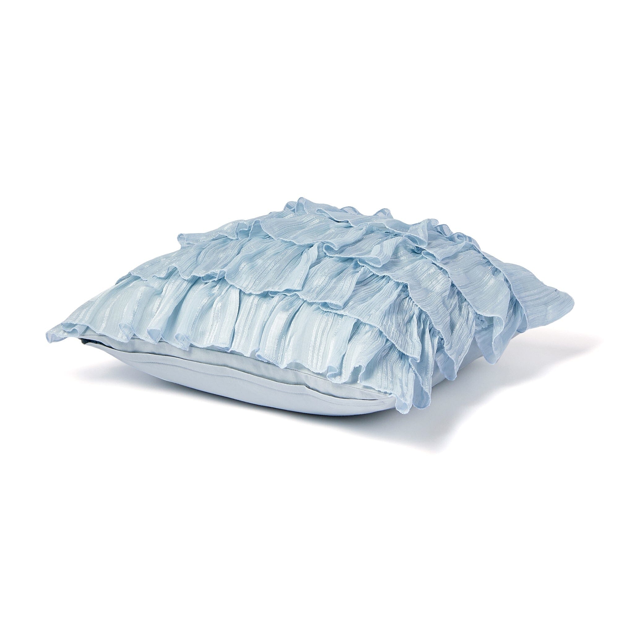 Frill Stripe Cushion Cover 18x18 Inches Light Blue - Soft Decorative Pillow Case for Sofa, Bed, Living Room & Home Decor