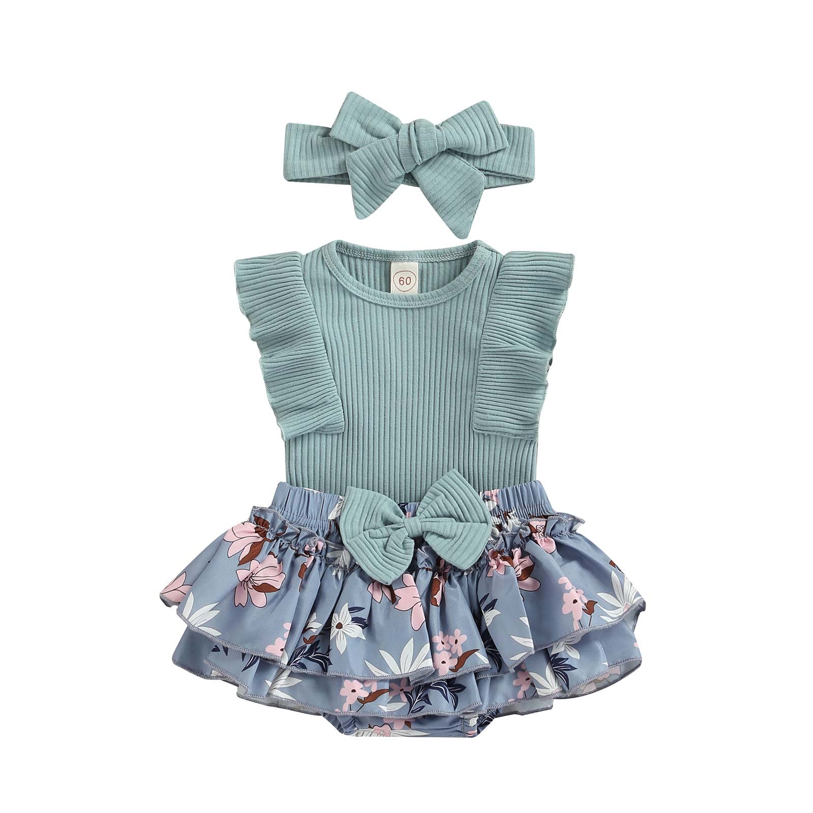 Newborn Baby Girl 2-Piece Summer Outfit - Cute Tank Bodysuit Top & Ruffle Bloomer Shorts Set | Soft Cotton Infant Clothes for 0-12 Months | Perfect for Playdates, Photo Shoots & Summer Outings