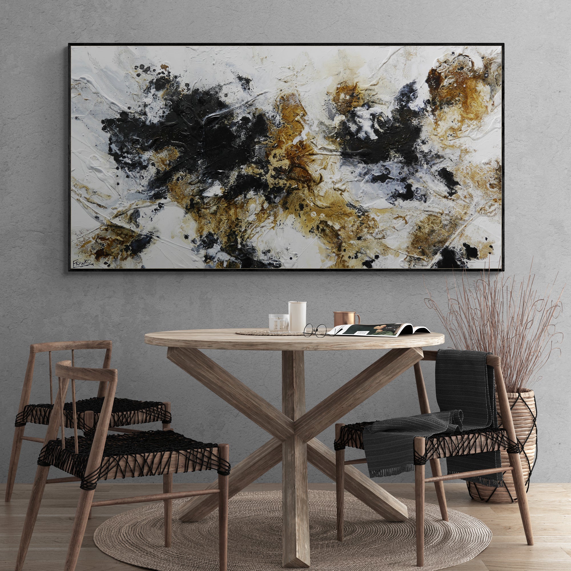 Lunar Edge 190cm x 100cm Rustic Textured Abstract Wall Art Painting - Modern Home Decor for Living Room, Bedroom & Office