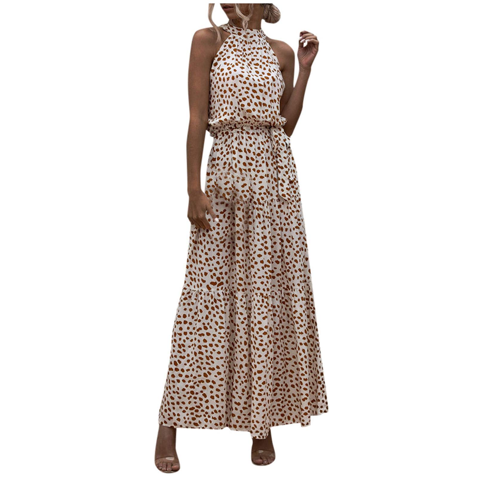 Boho Floral Print Women's Summer Party Dress - Long Sleeveless Beach Sundress for Evening Wear | Perfect for Weddings, Vacations & Outdoor Events