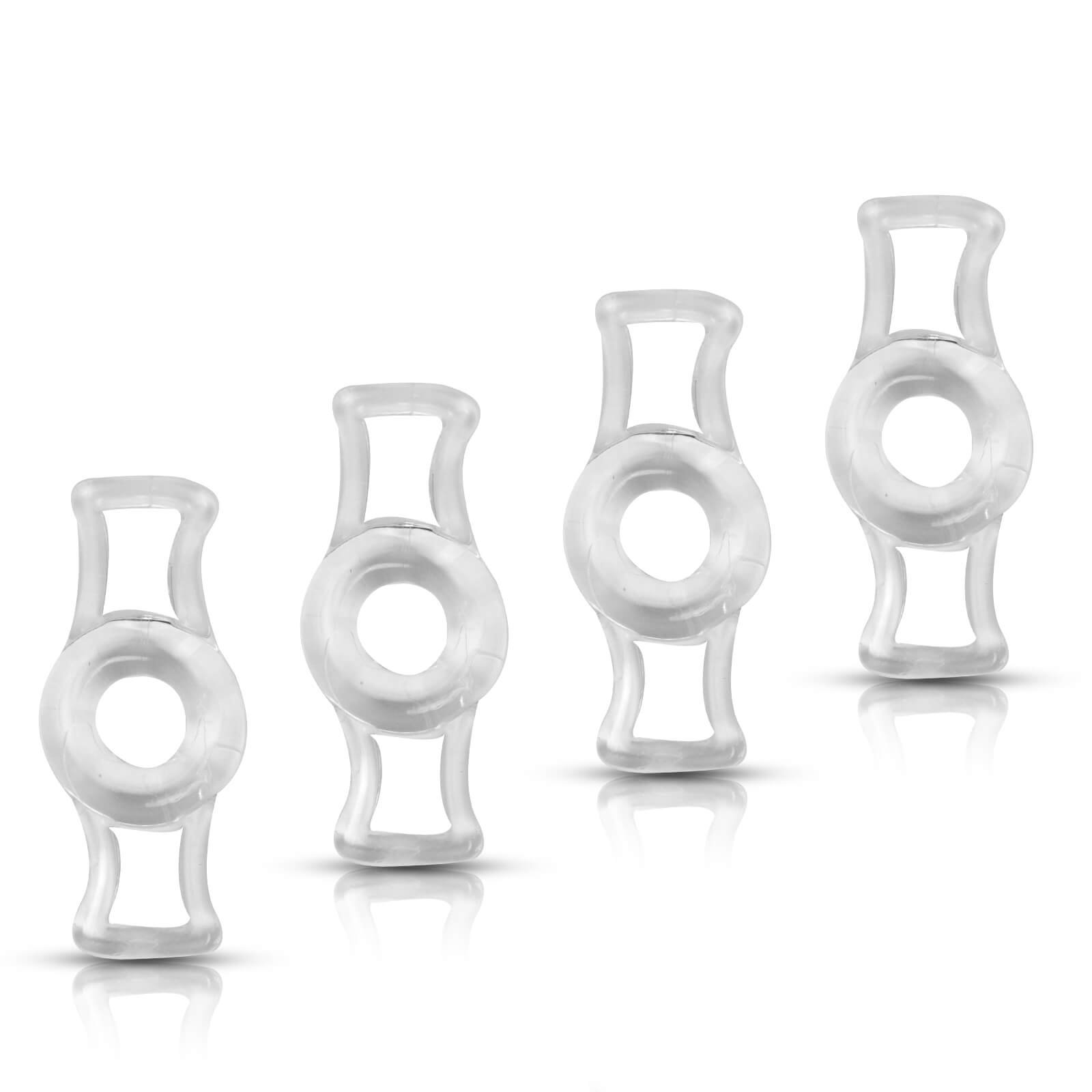 LeLuv Constriction Rings for Vacuum Pumps - Stretchable Silicone Bands, Medium Size (4-Pack) - Clear Medical Grade Rings for ED Therapy & Penis Pump Use