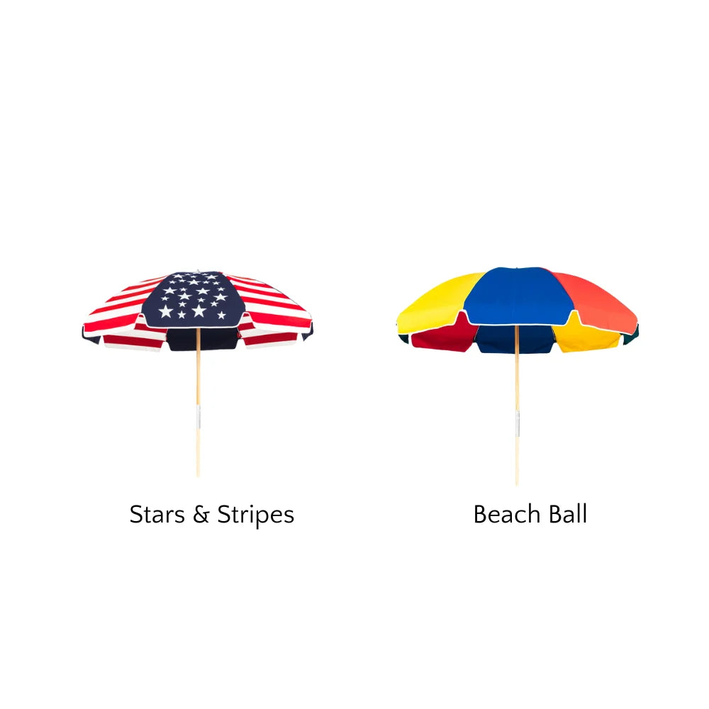 7.5' Classic 8 Rib Round Beach Umbrella - UV Protection Sun Shade for Pool, Patio, Backyard, and Outdoor Activities