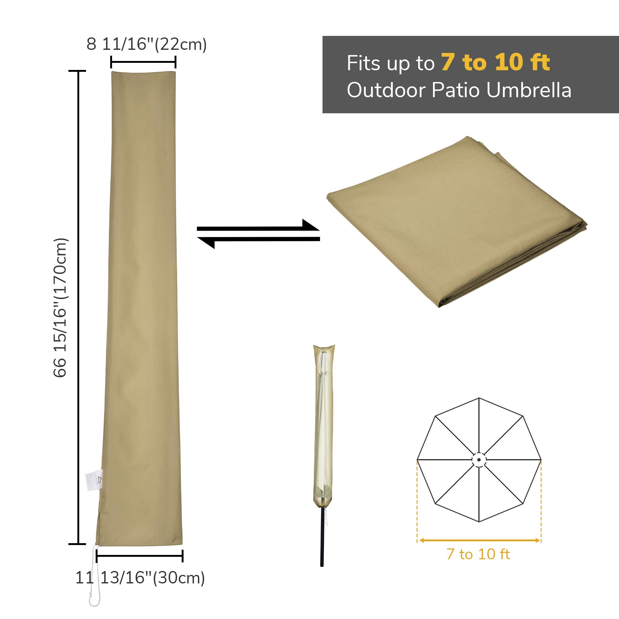 Yescom 10 Ft 3 Tier Patio Umbrella with Crank Tilt Mechanism & Protective Cover - Outdoor Shade Solution for Poolside, Garden, Hotel, and Restaurant Use