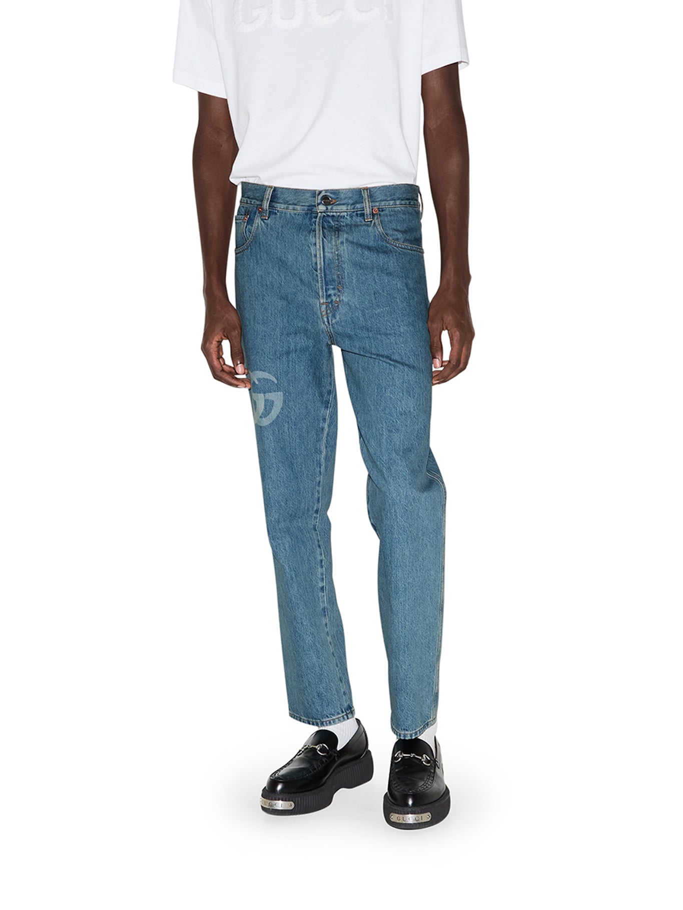 Laser Cut Double G Denim Pants for Women - High Waist Stretch Jeans with Trendy Distressed Details | Perfect for Casual Outfits, Streetwear & Everyday Wear