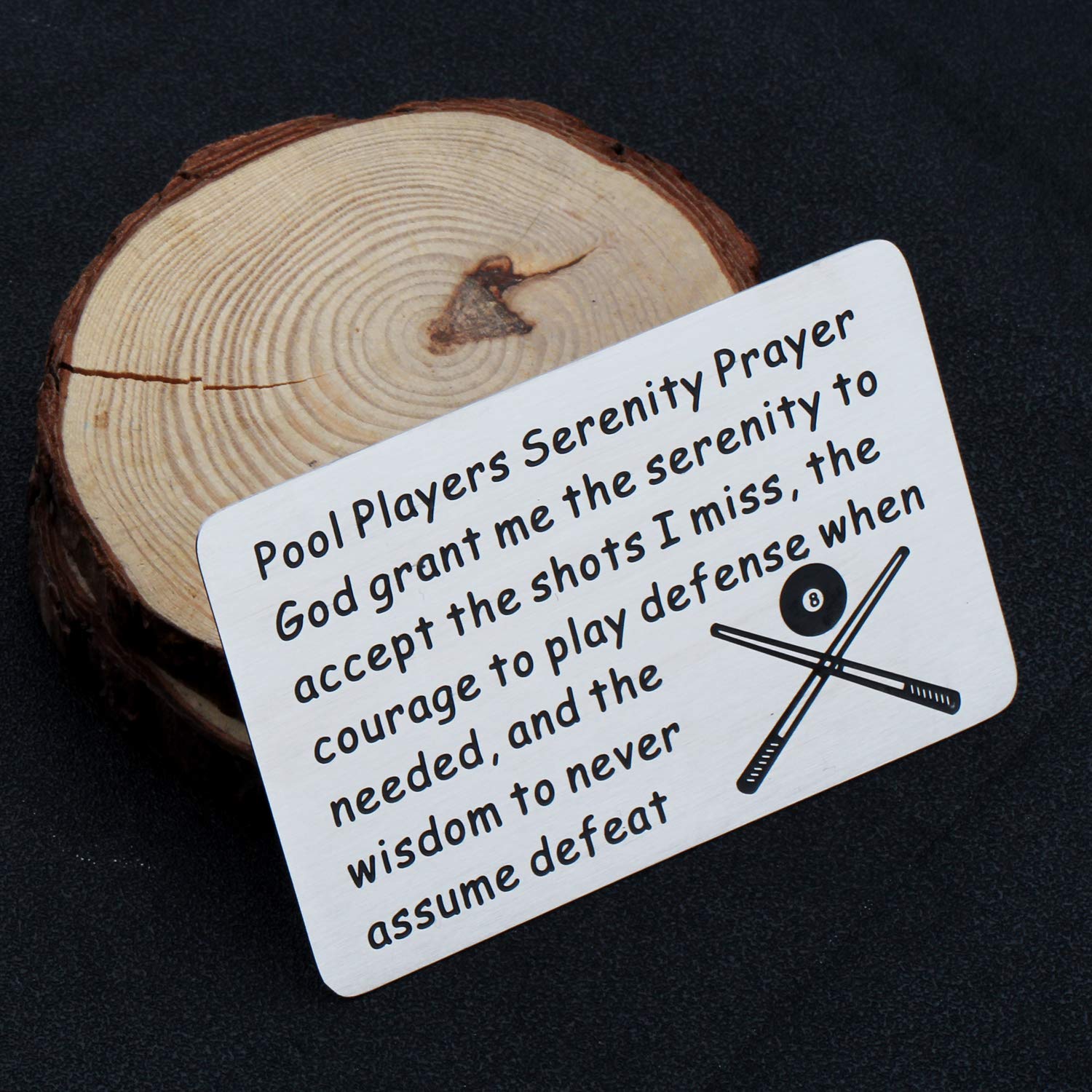 LQRI Billiards Gift - Serenity Prayer Wallet Card for Pool Players | 8-Ball Design Billiard Coach Accessory | Perfect Gift for Pool Enthusiasts & Bar Game Lovers