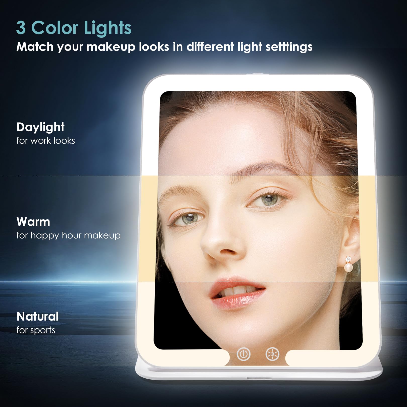 Rechargeable 10X Magnifying Travel Makeup Mirror with LED Lights - Adjustable Foldable Stand for Home & Travel