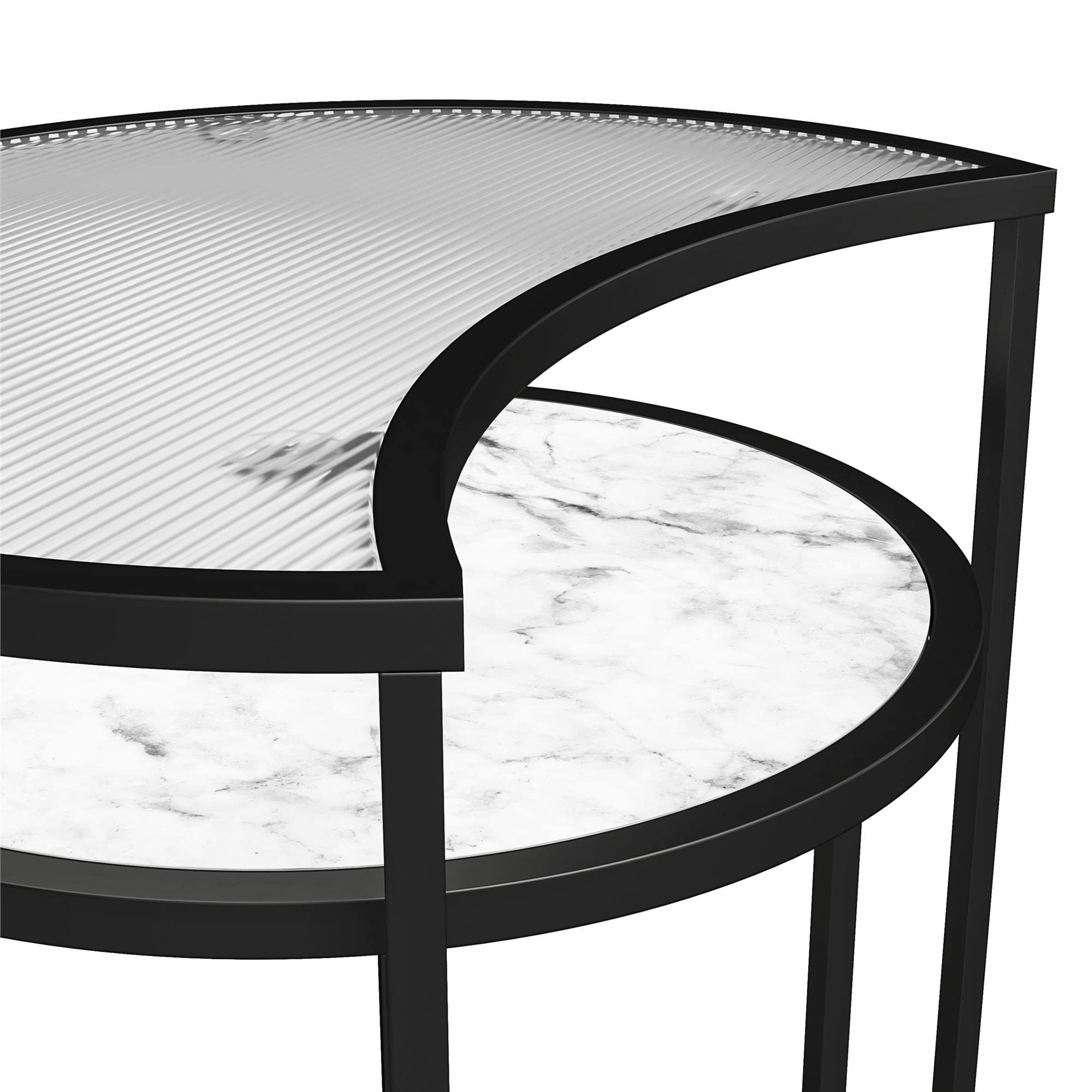 Mr. Kate Moon Phases Nesting End Tables - White Faux Marble & Glass Coffee Side Tables for Living Room, Bedroom - Modern Home Decor Accent Furniture for Small Spaces