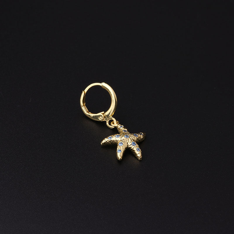 18K Gold Ocean Animal Dangle Hoop Earrings - Dolphin, Starfish & Seahorse Designs | Elegant Jewelry Gift for Women | Perfect for Beach Vacations, Summer Outfits & Casual Wear