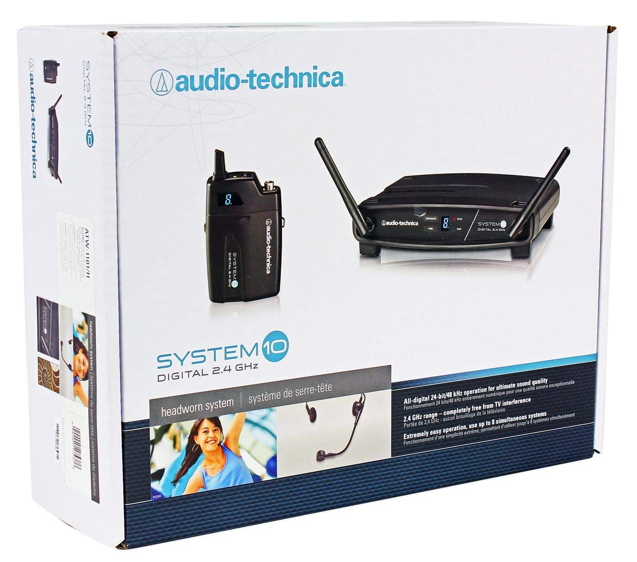 Audio-Technica ATW-1101/H Digital Wireless Headset Microphone System with Headphones - Professional Wireless Mic for Live Performances, Presentations & Streaming
