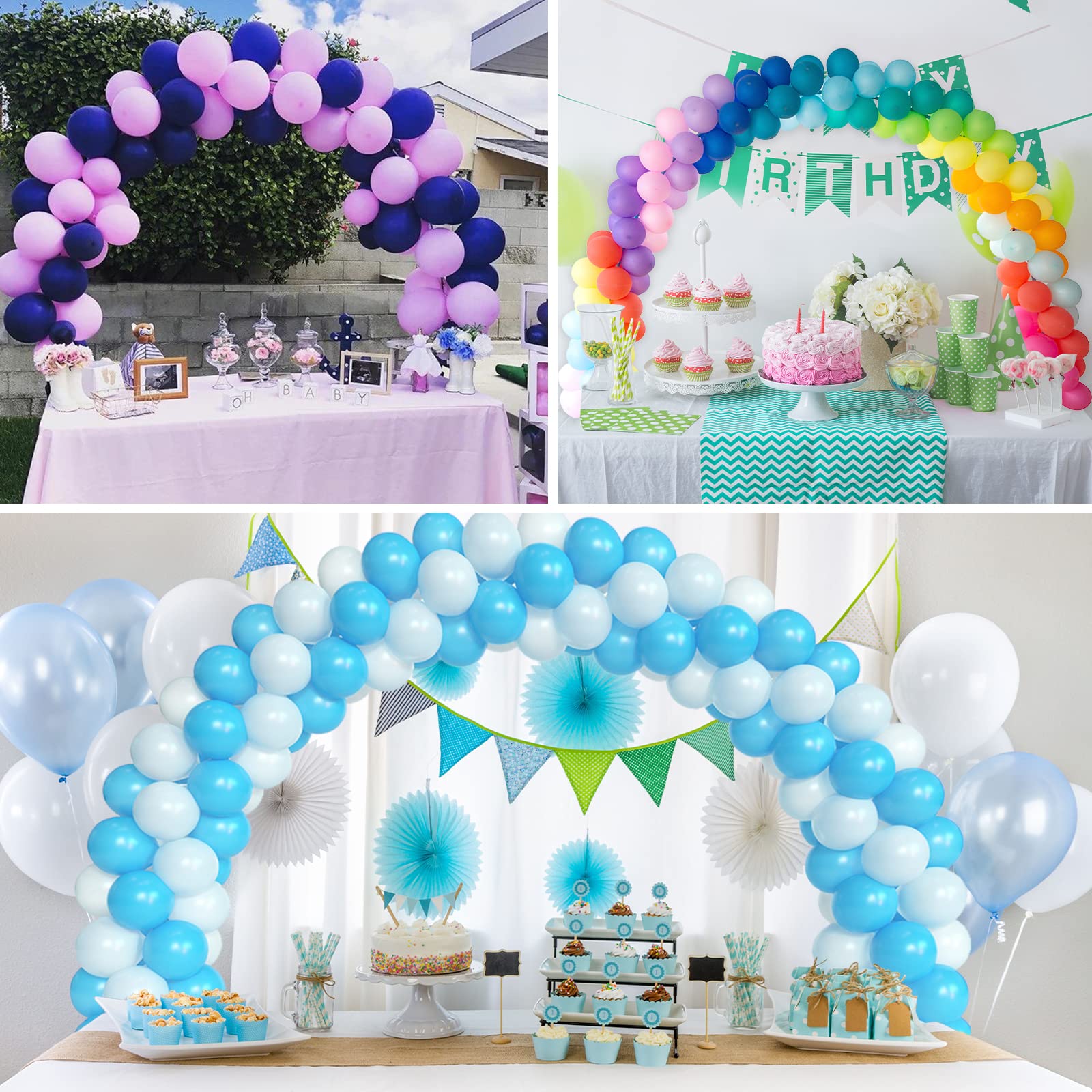 RUBFAC Black Adjustable Balloon Arch Stand Kit - Table Balloon Garland Decor for Birthday, Wedding, Baby Shower & Party Decorations | Perfect for Indoor/Outdoor Events, Photo Backdrops & Festival Celebrations