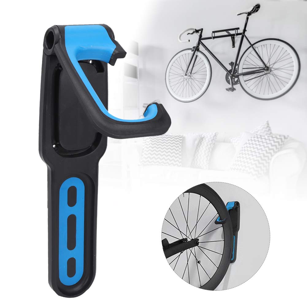 **ABS Bike Wall Mount Hook - Heavy Duty Bike Storage Rack Hanger for Mountain & Road Bikes - Space Saving Bike Parking Solution for Garage, Home, or Apartment (Black/Blue)**