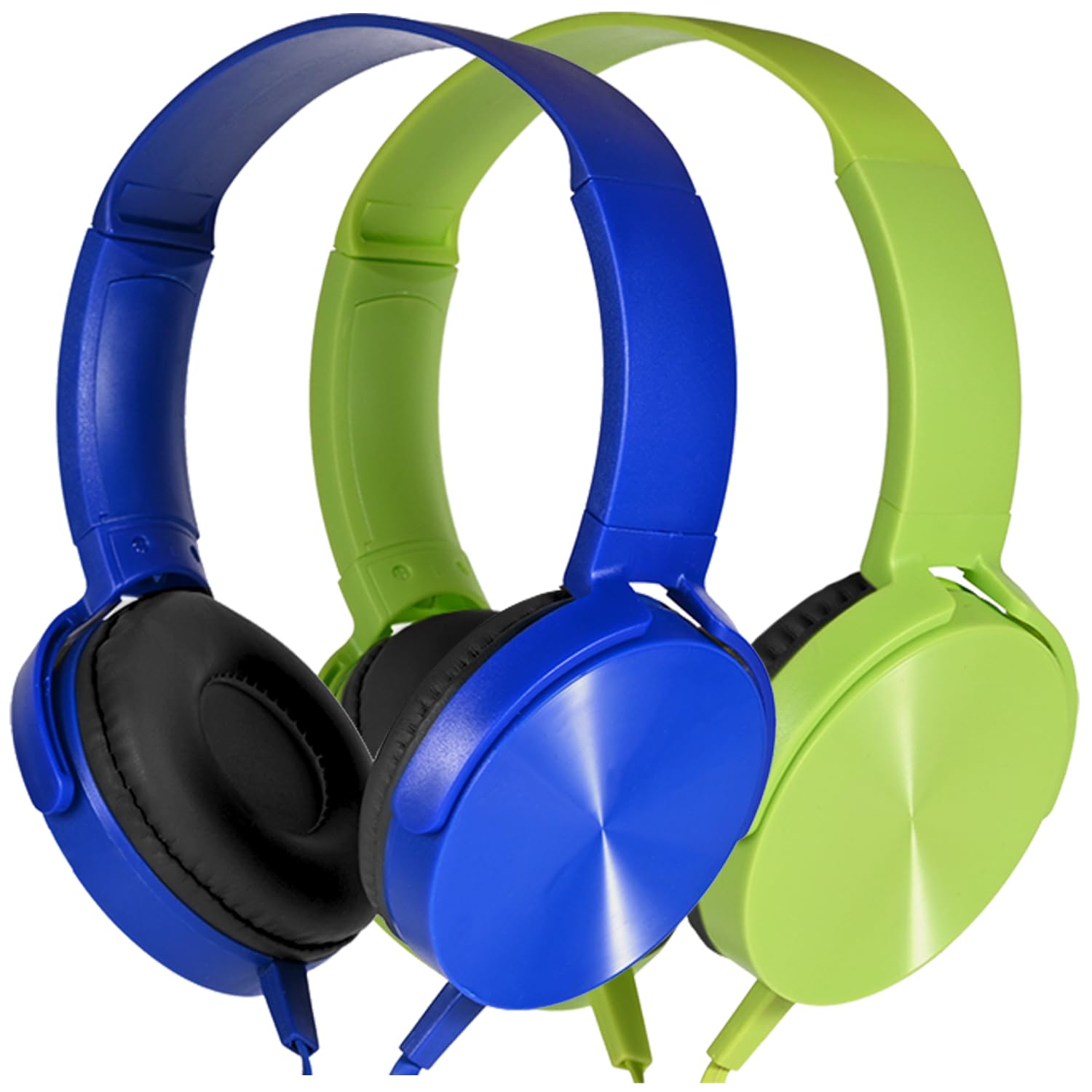 2 Pack Kids Headphones for School & Online Learning - Durable Wired Headset with Noise Isolating Stereo Sound, 3.5mm Jack for Chromebook, Computer, Laptop (Dark Blue + Green) - Perfect for Classroom, Homeschooling & Remote Learning
