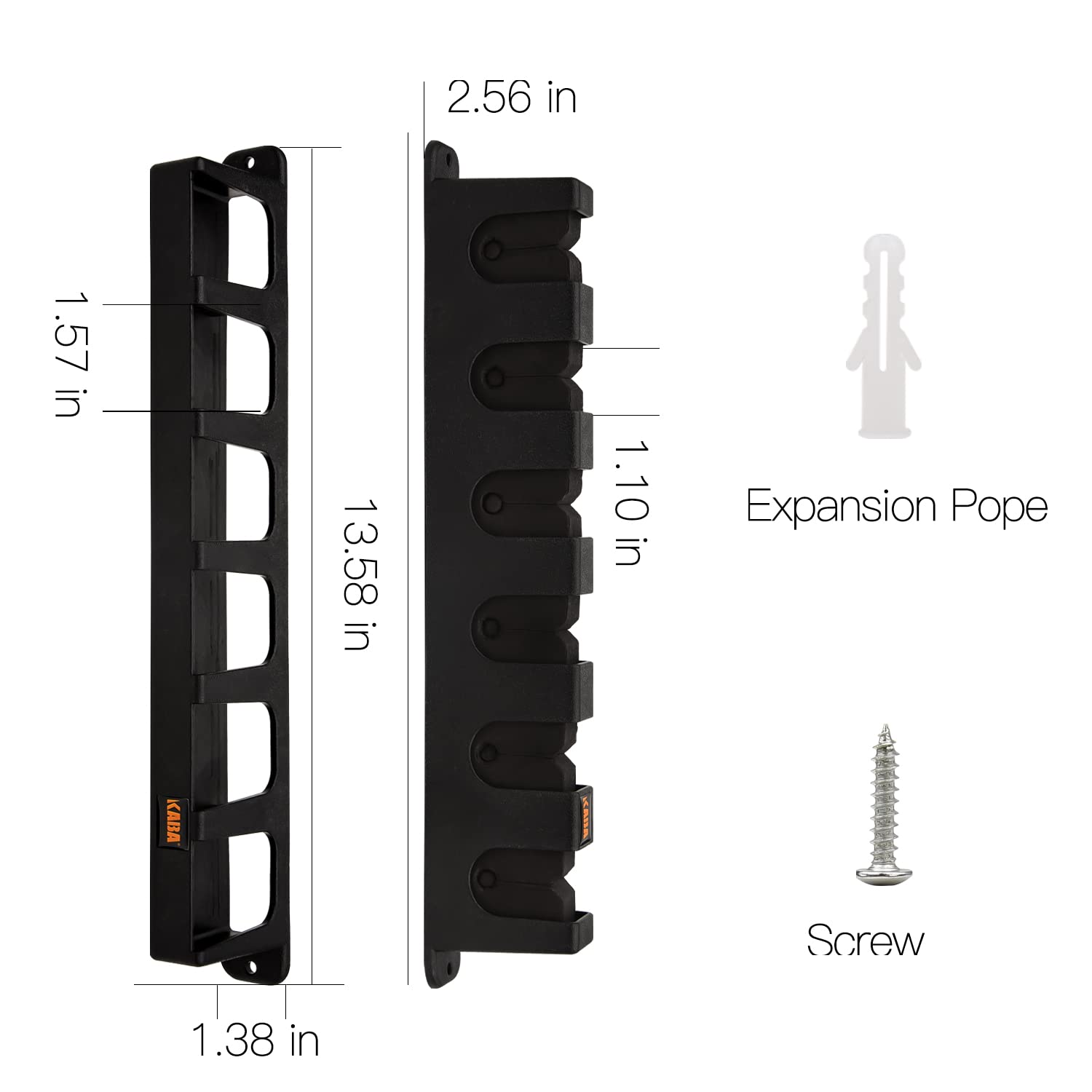 Kaba Fishing Rod Holder - Wall Mounted Garage Storage Rack for 6 Fishing Rods | Vertical Pole Organizer for Anglers | Perfect for Garage, Boat & RV Organization