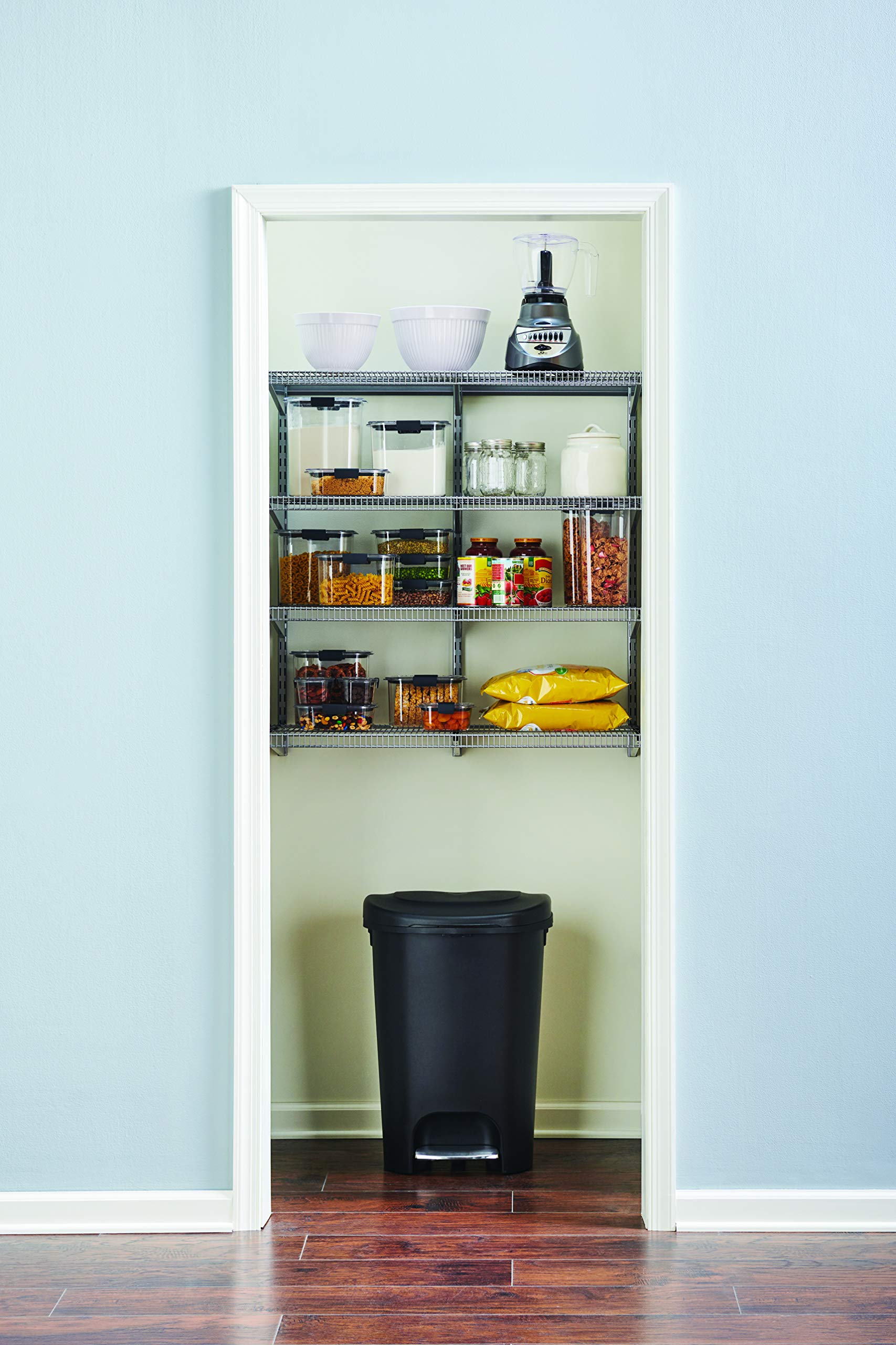 Rubbermaid 36-Inch Pantry Organizer Kit - Closet Storage System in Satin Nickel Finish | Perfect for Kitchen, Bathroom & Bedroom Organization