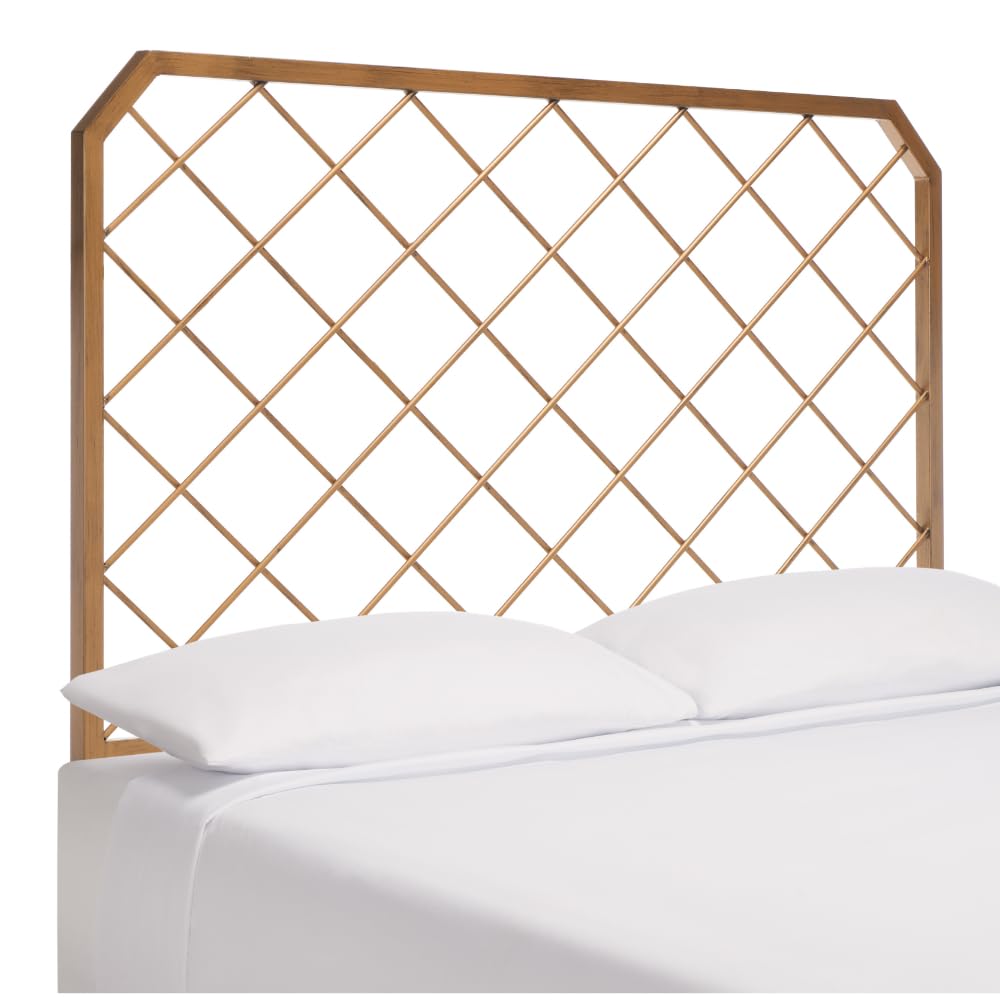 Safavieh Stitch Upholstered Queen Size Headboard in Antique Gold - Elegant Bedroom Decor for Master & Guest Rooms