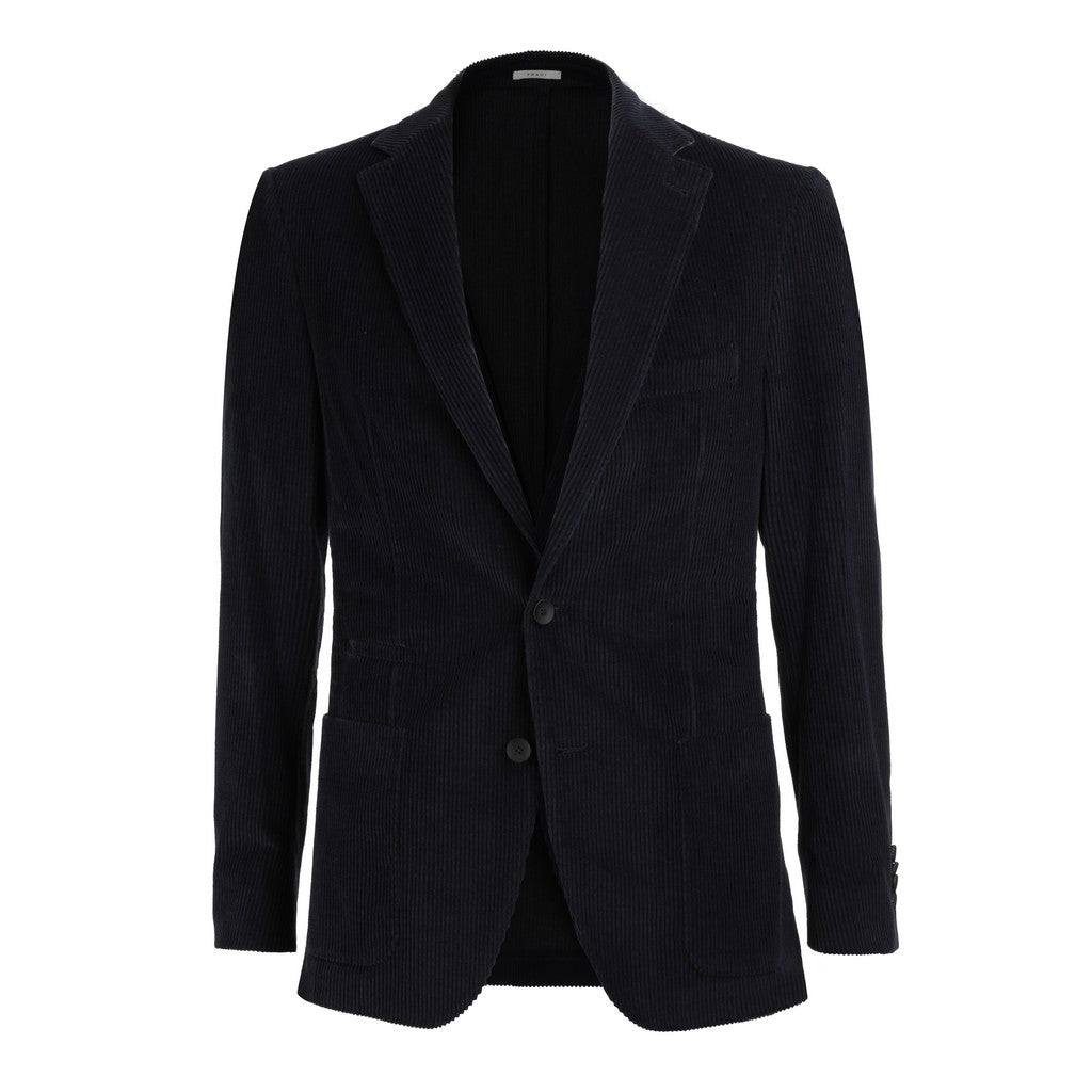 FRADI Soft Corduroy Stretch Blended Cotton Blazer for Women - Navy Blue Regular Fit - Comfortable Office Wear & Casual Outfits
