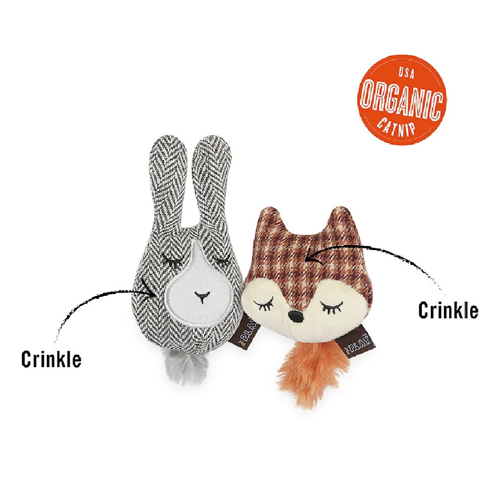 Forest Friends Fox & Bunny Interactive Cat Toy Set - Fun Playtime for Kittens & Cats - Perfect for Indoor Play & Exercise