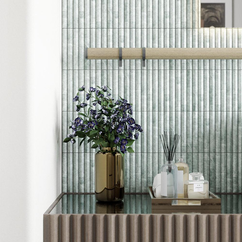 Athena Triangle Ming Green 152x20x12 Honed Marble Mosaic Tile (Per Sheet) - Perfect for Bathroom Backsplash, Kitchen Wall, and Shower Floor Decor