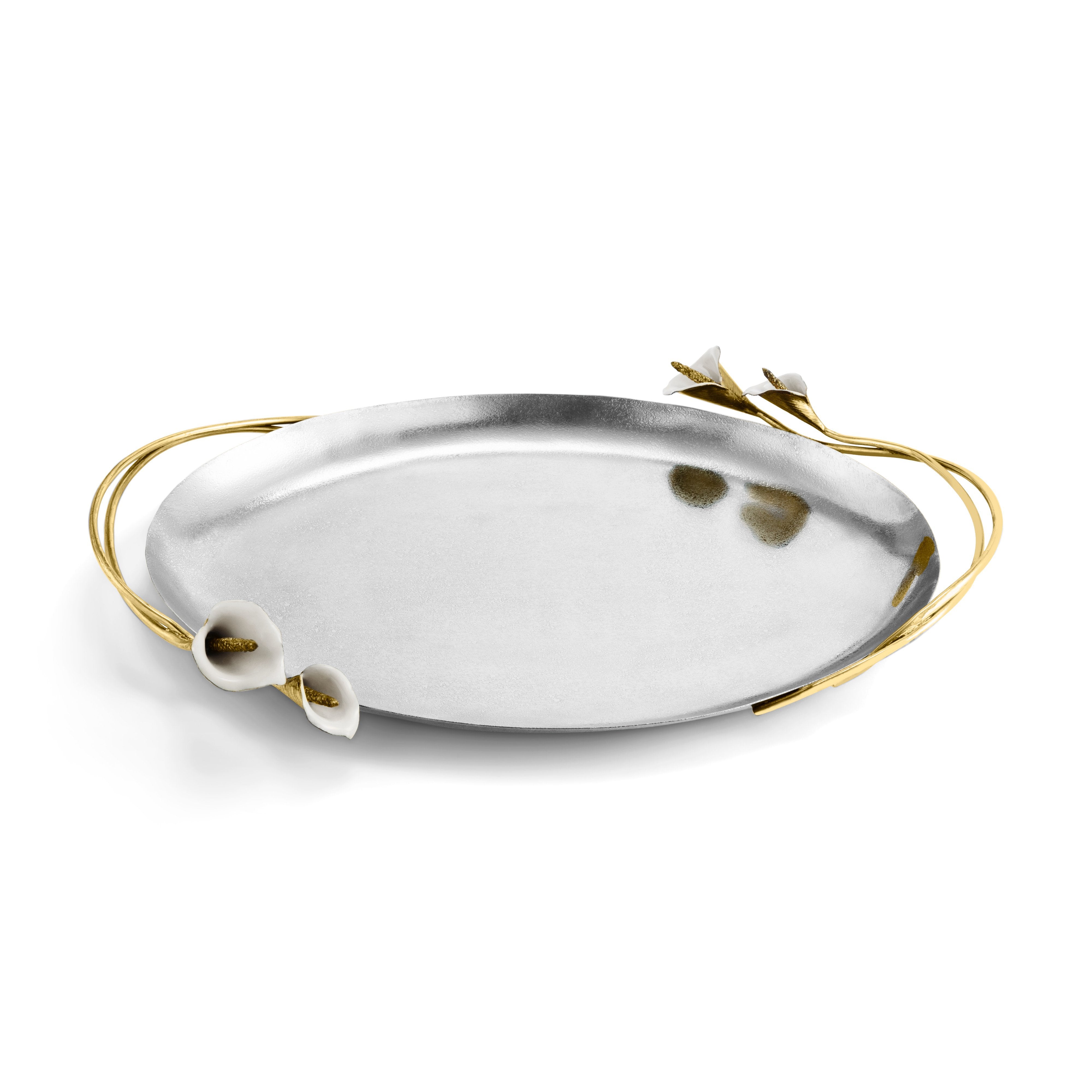 Elegant Calla Lily Oval Serving Tray - Perfect for Dining, Entertaining & Home Decor | Handcrafted Ceramic Appetizer Platter for Parties, Weddings & Special Occasions