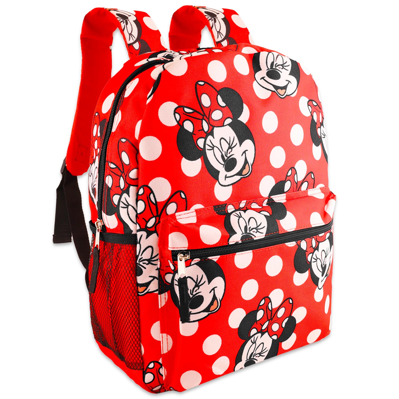 Disney Minnie Mouse Large Travel Backpack and Lunch Bag Set for Girls - Polka Dot Backpack, Insulated Lunch Box, Perfect for School, Day Trips, and Disney Vacations