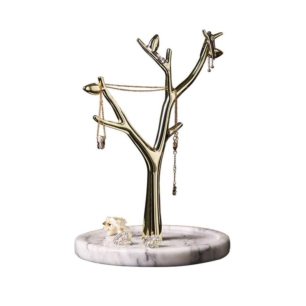 XJJZS Jewelry Box & Hanging Tree Stand - Multi-Functional Necklace Holder, Ring Dish Tray & Metal Display Organizer - Perfect for Bedroom, Bathroom & Gift Wrapping Organization