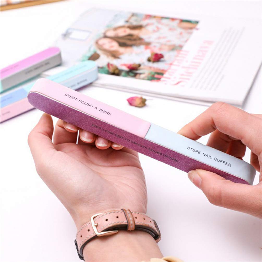 EXCLUZO 6-Sided Nail Files & Polishing Blocks - 8pc Professional Manicure Kit for Smooth Nails | Perfect for Home Nail Care, Salon Use & Travel Essentials