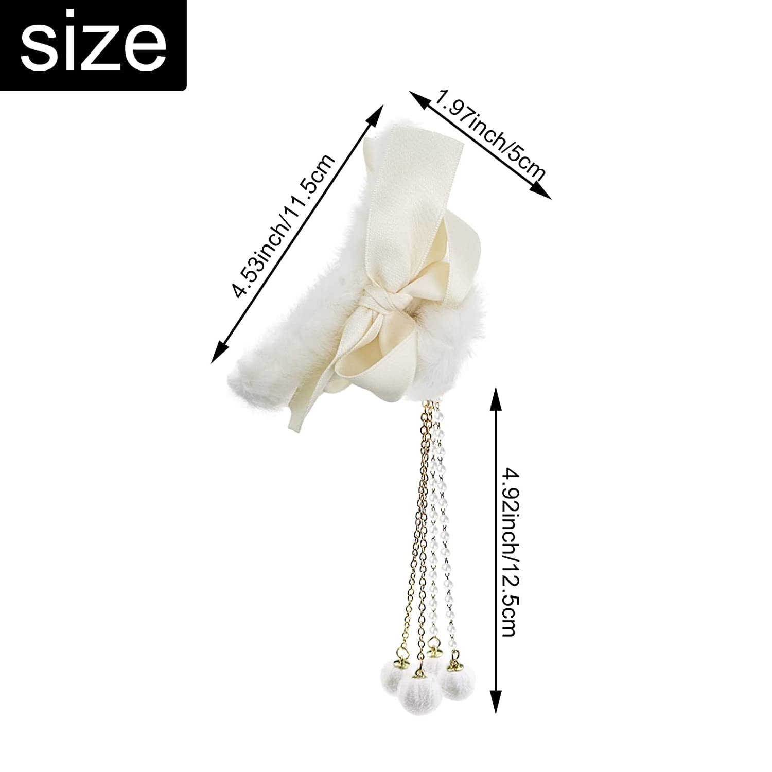 2 Pack Furry Big Bow Hair Clips with Pearl Pendant - Non-Slip Hair Claws for Women & Girls - Perfect for Thin to Thick Hair Styling, Fashion Accessories for Parties, Weddings & Everyday Wear
