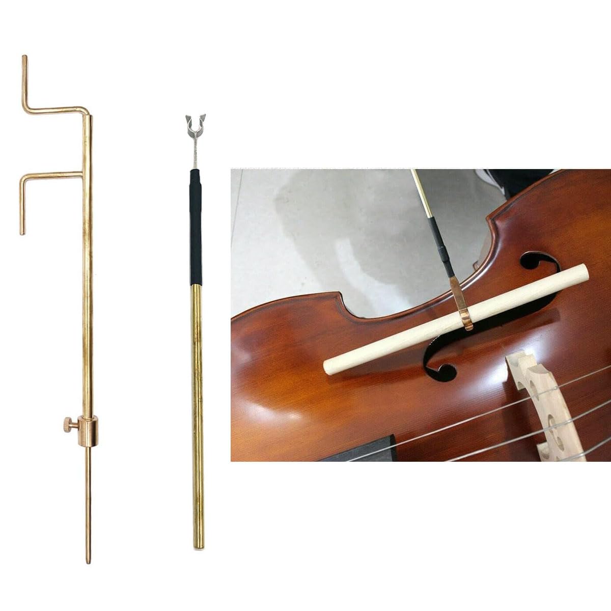 4Pcs Professional Cello Sound Post Tool Set - Straight & S Style Post Setter, Sound Post Gauge & Retriever Clip - Luthier Repair Kit for Cello Installation & Maintenance - Perfect for Instrument Makers & Music Repair Shops