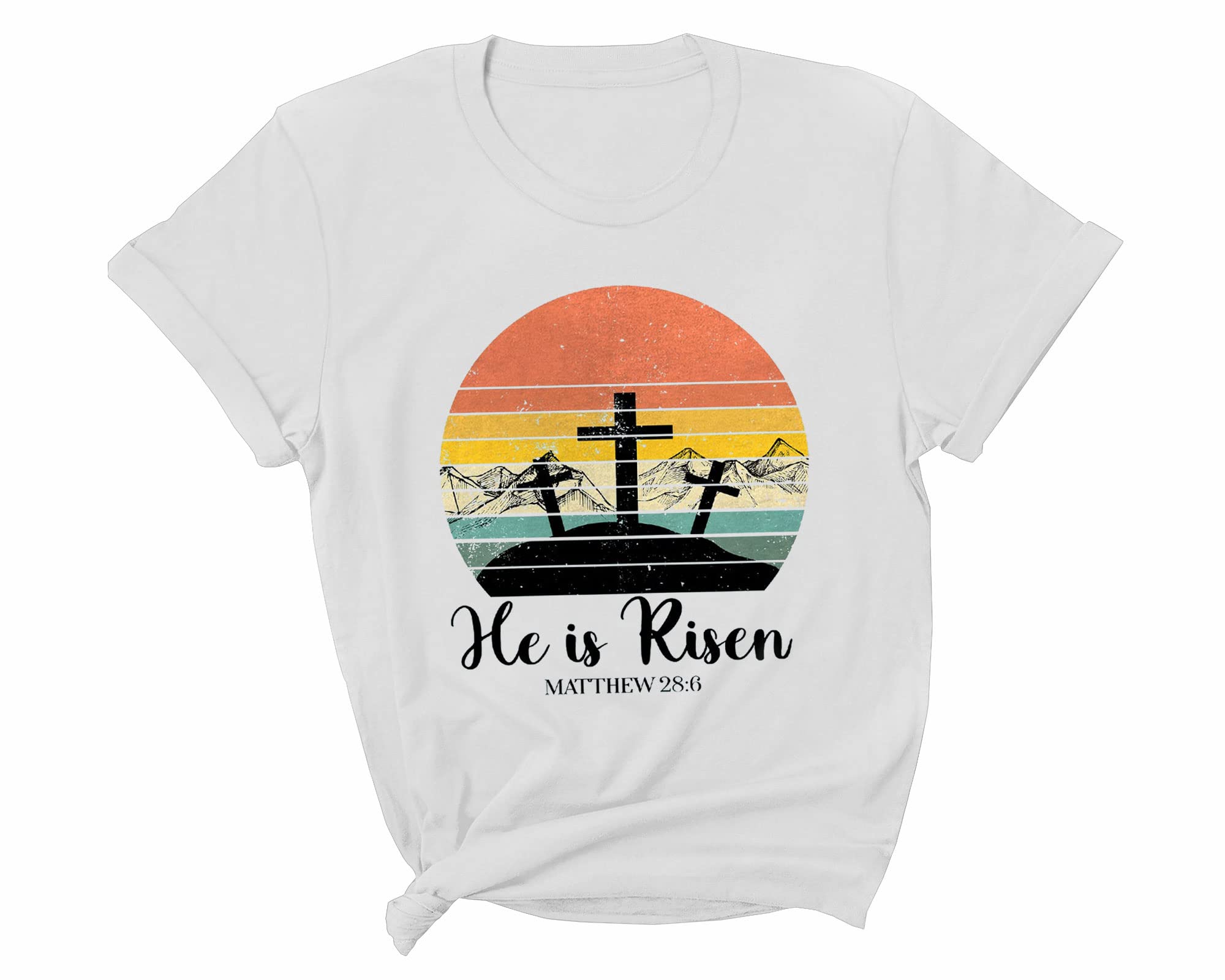He is Risen Vintage Easter T-Shirt - Christian Easter Apparel with Bible Verse - Unisex Long Sleeve, Sweatshirt & Hoodie Options - Perfect for Church, Family Gatherings & Easter Celebrations