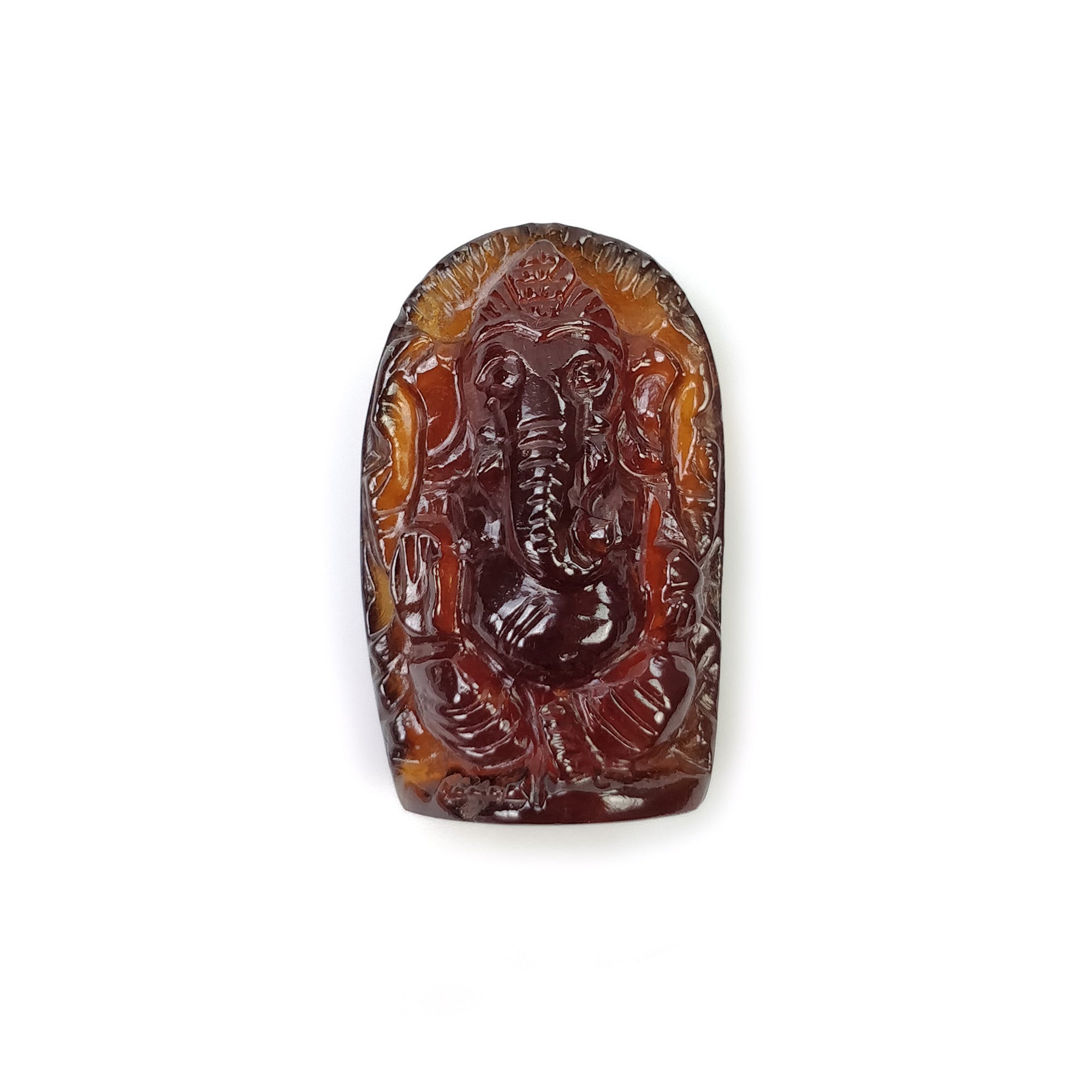 Natural Hessonite Garnet Gemstone Carving - 38.55cts Untreated Hand Carved Lord Ganesha 26x16mm | Spiritual Gift, Meditation Aid & Home Decor | Includes Video Proof of Authenticity